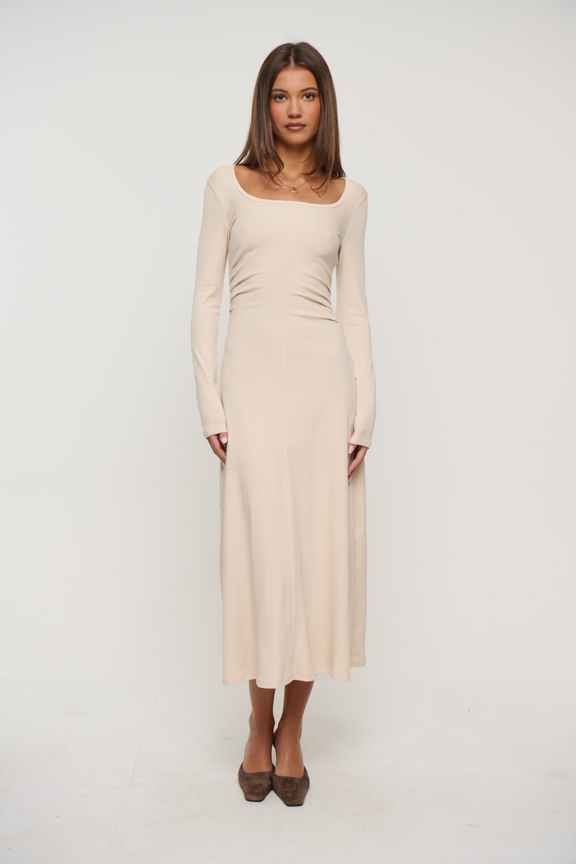 Alma Long Sleeve Dress Bone