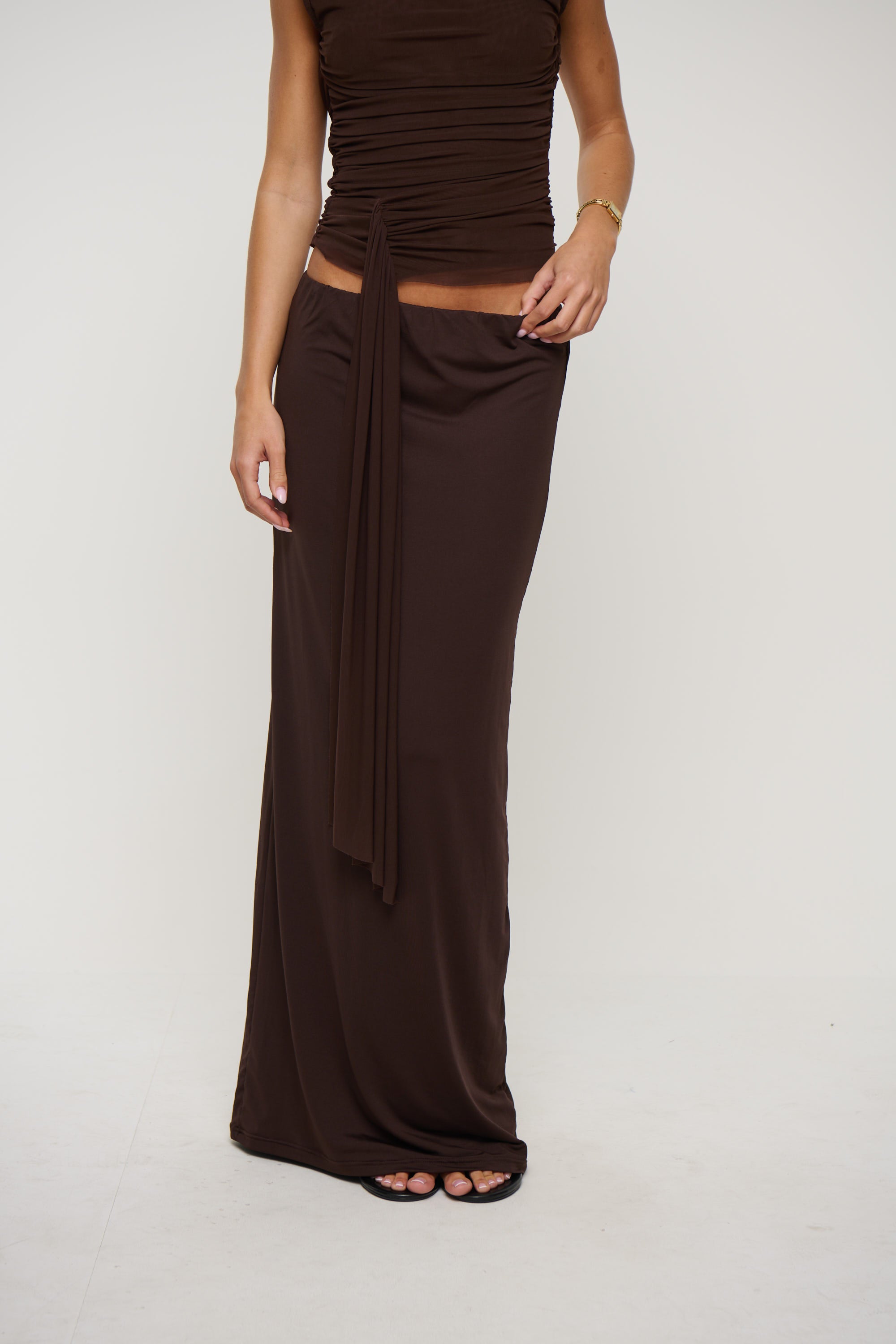 Esma Low Waist Maxi Skirt Chocolate