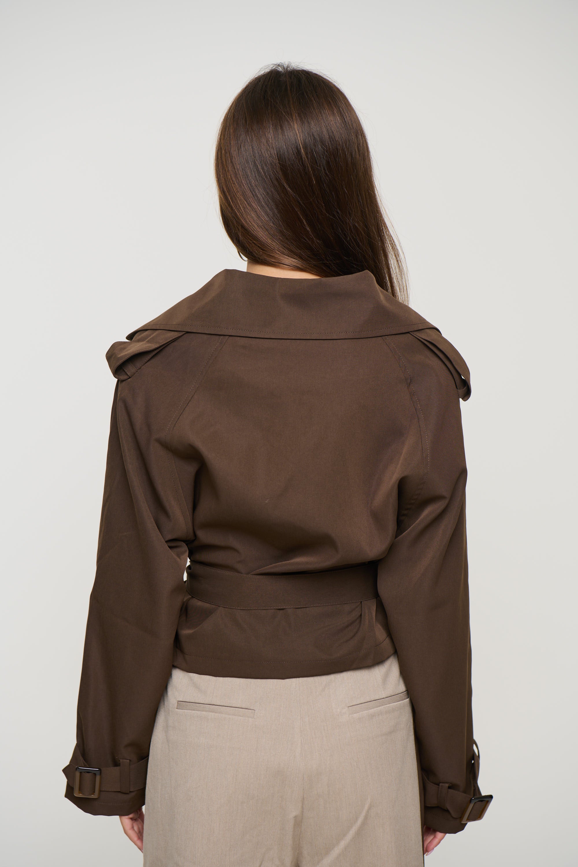 Alina Cropped Trench Chocolate