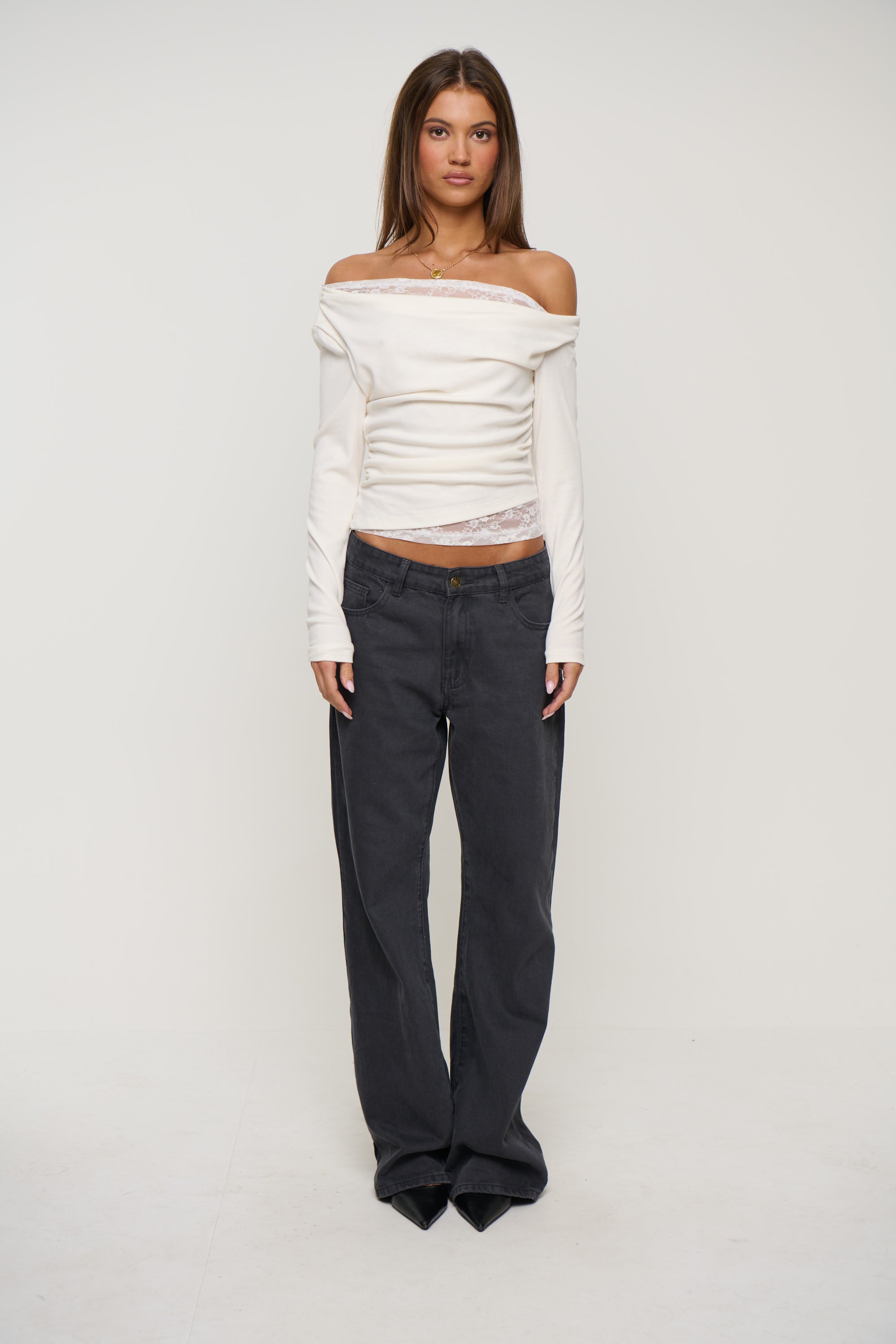 Sharna Lace Long Sleeve White