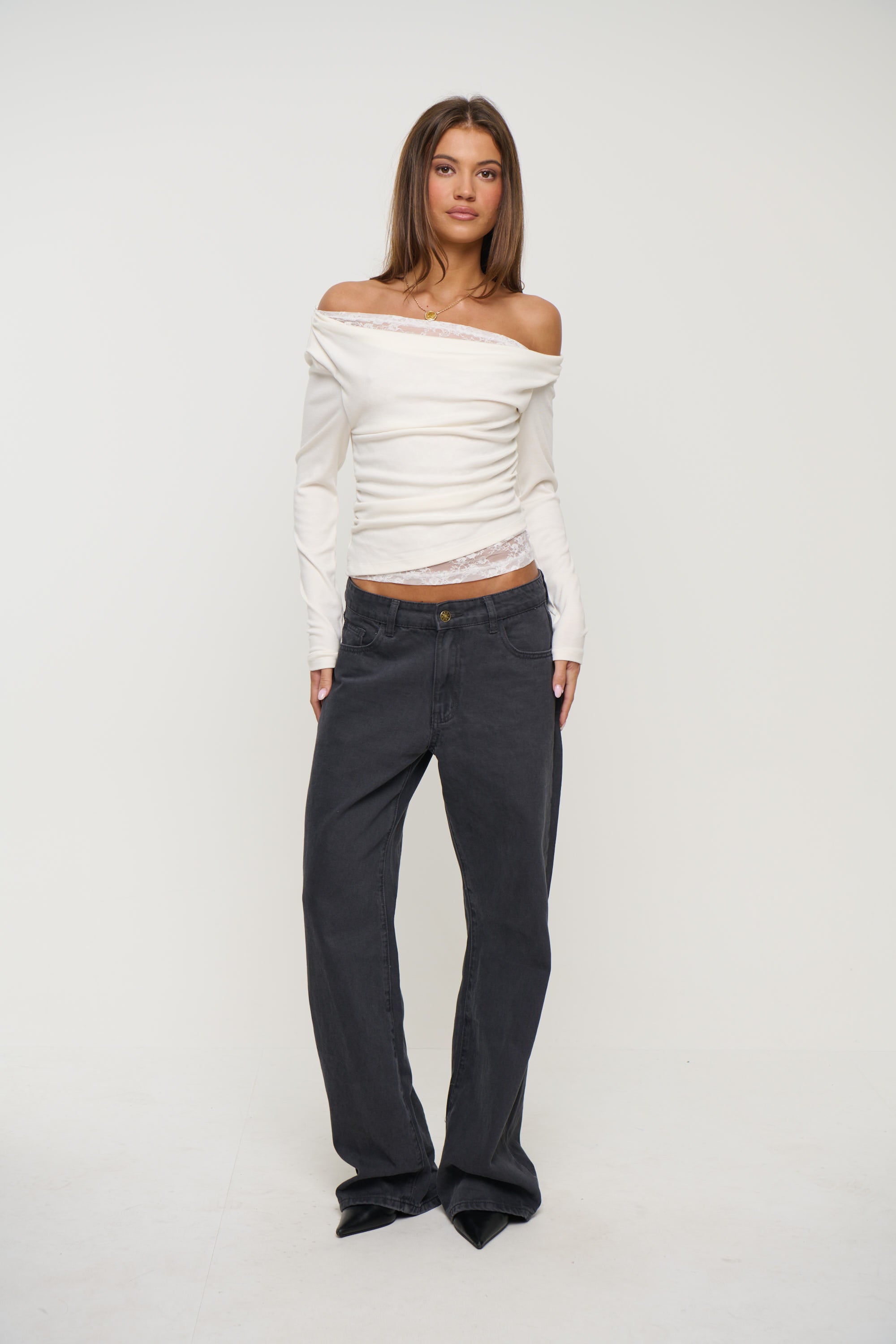Sharna Lace Long Sleeve White