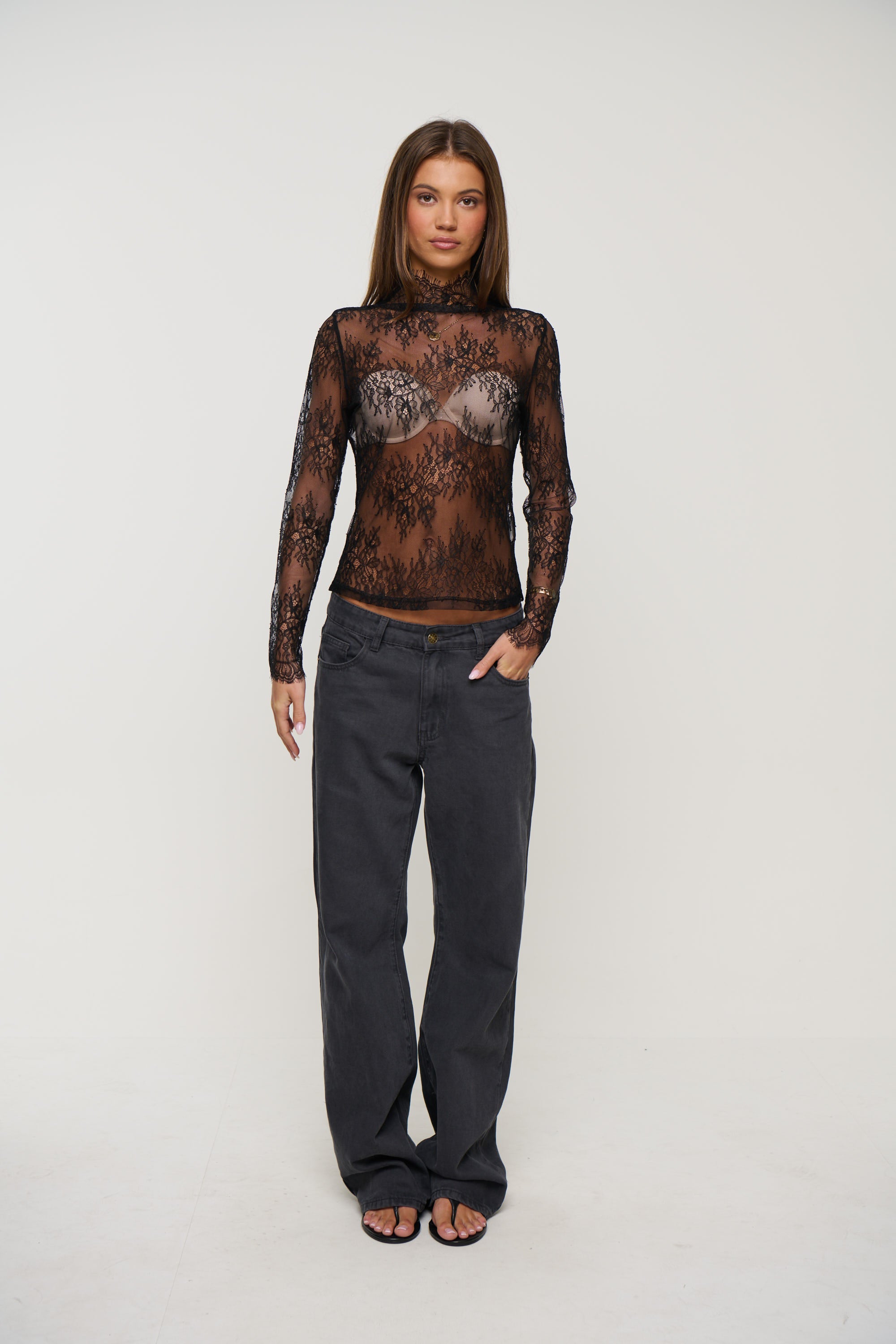 Mae Lace Top Black