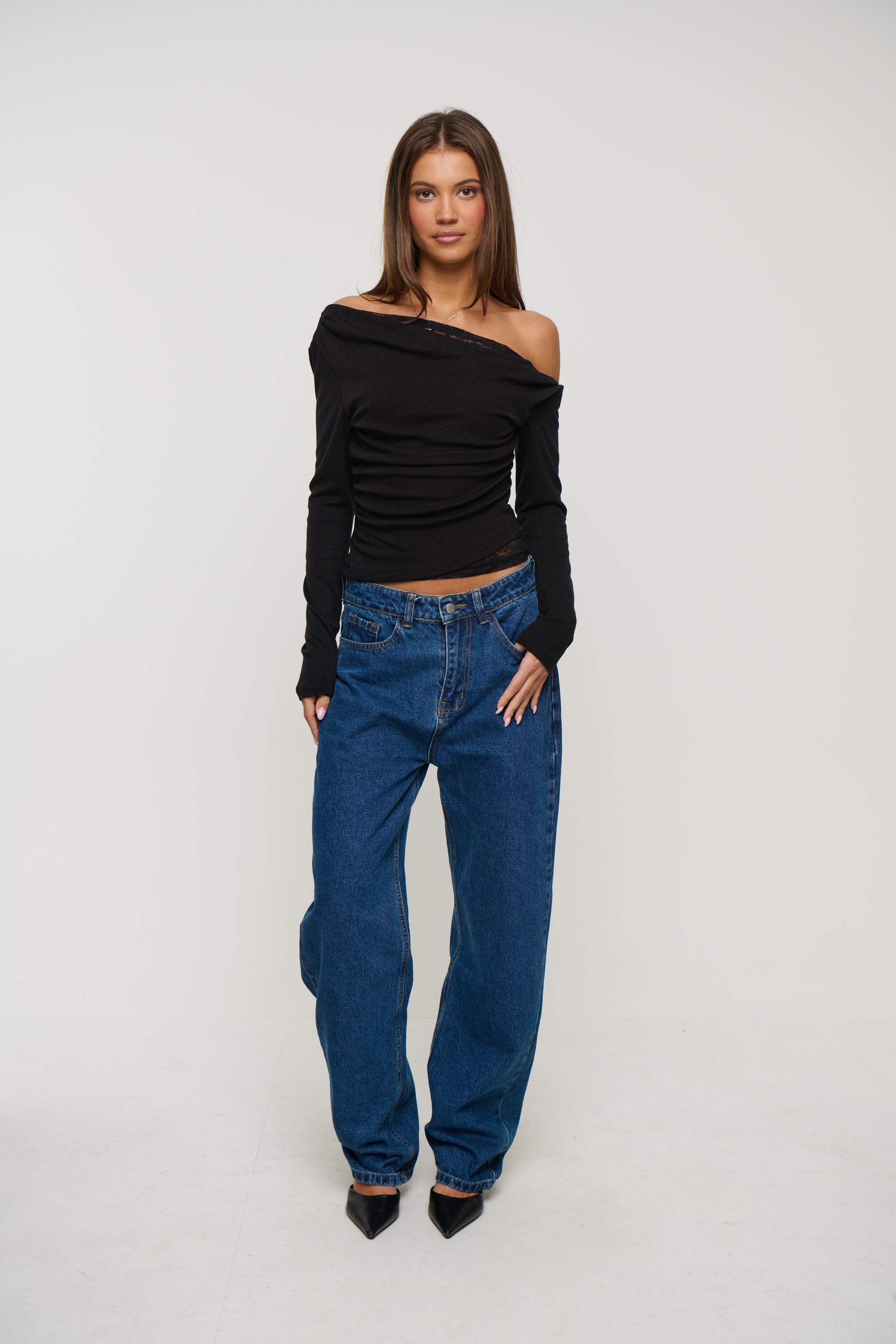 Sharna Lace Long Sleeve Black