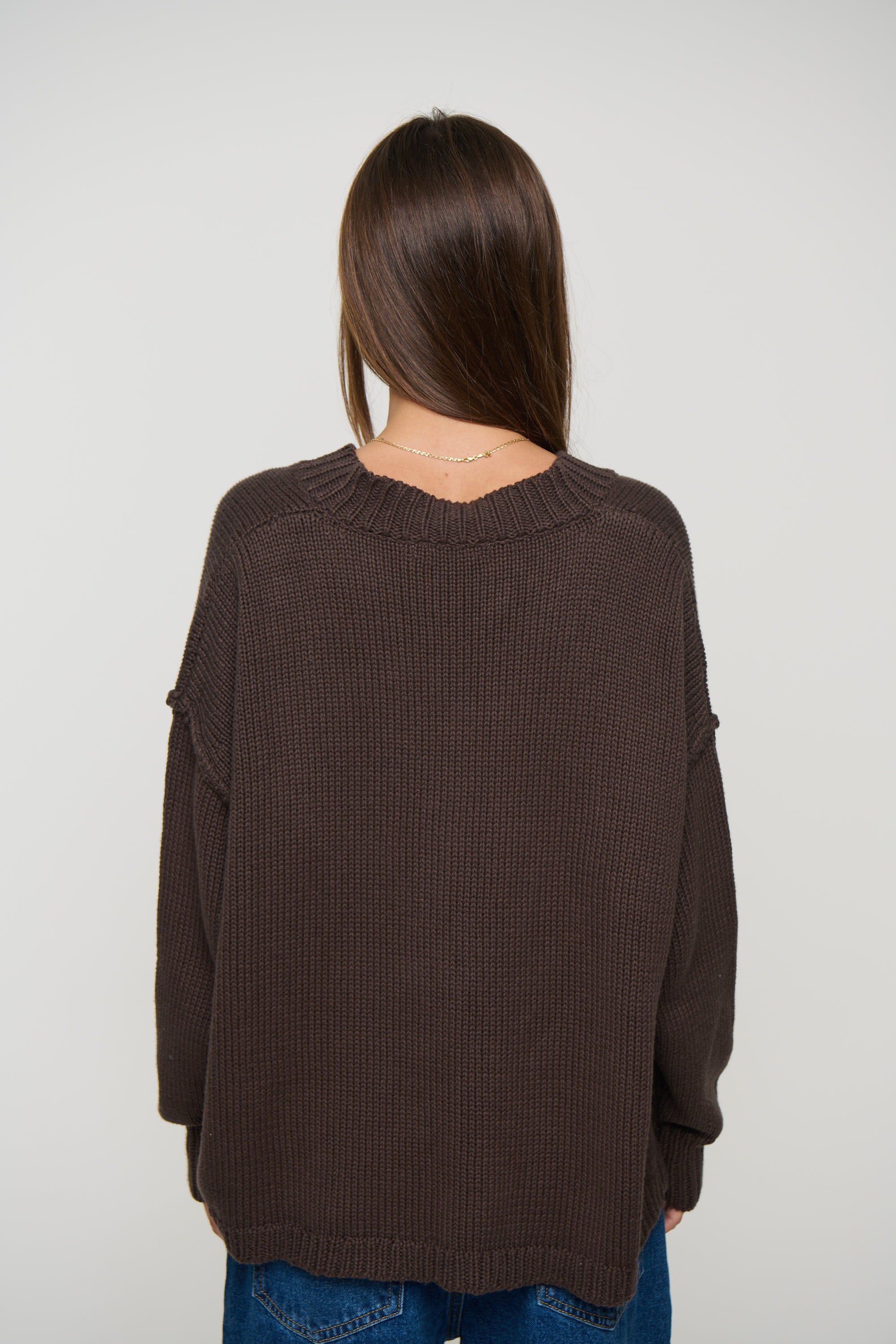 Willow V Neck Knit Chocolate