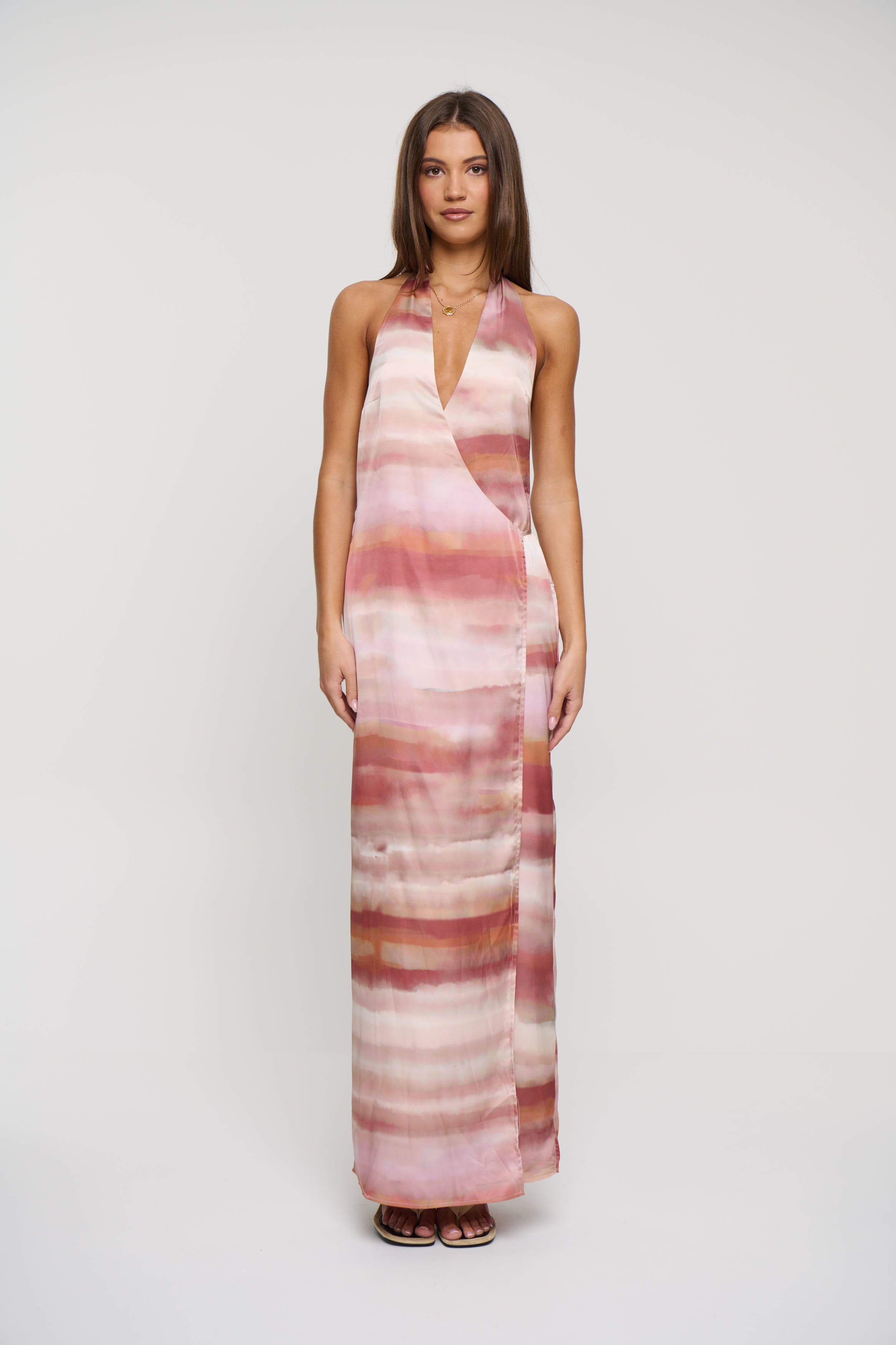 Atlanna Wrap Maxi Dress Shell Print