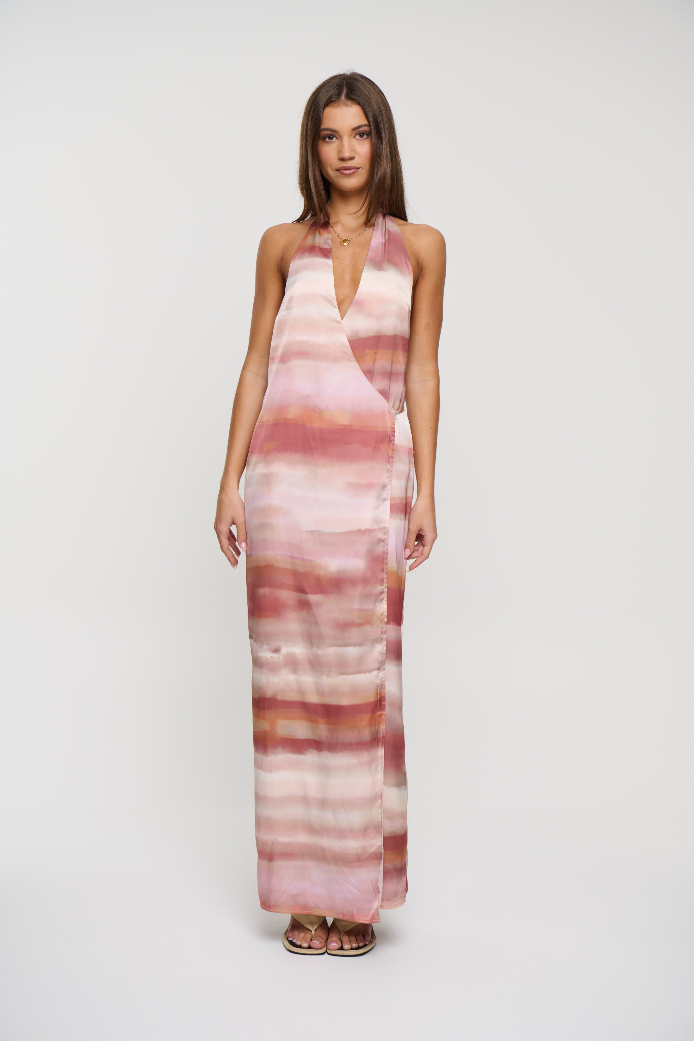 Atlanna Wrap Maxi Dress Shell Print