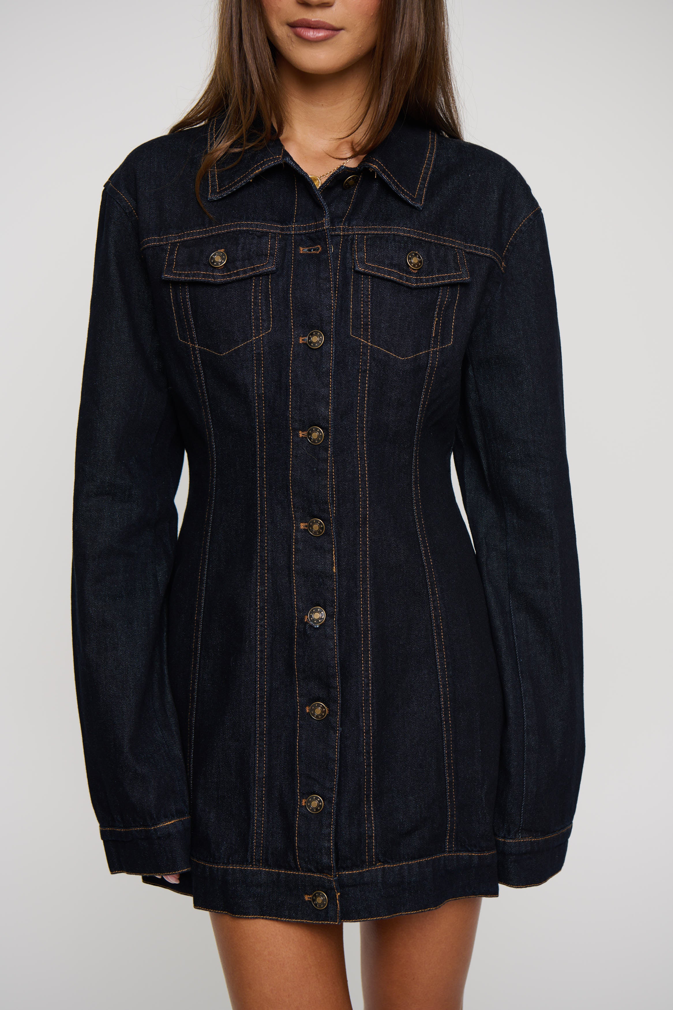 Rider Denim Mini Dress Dark Denim