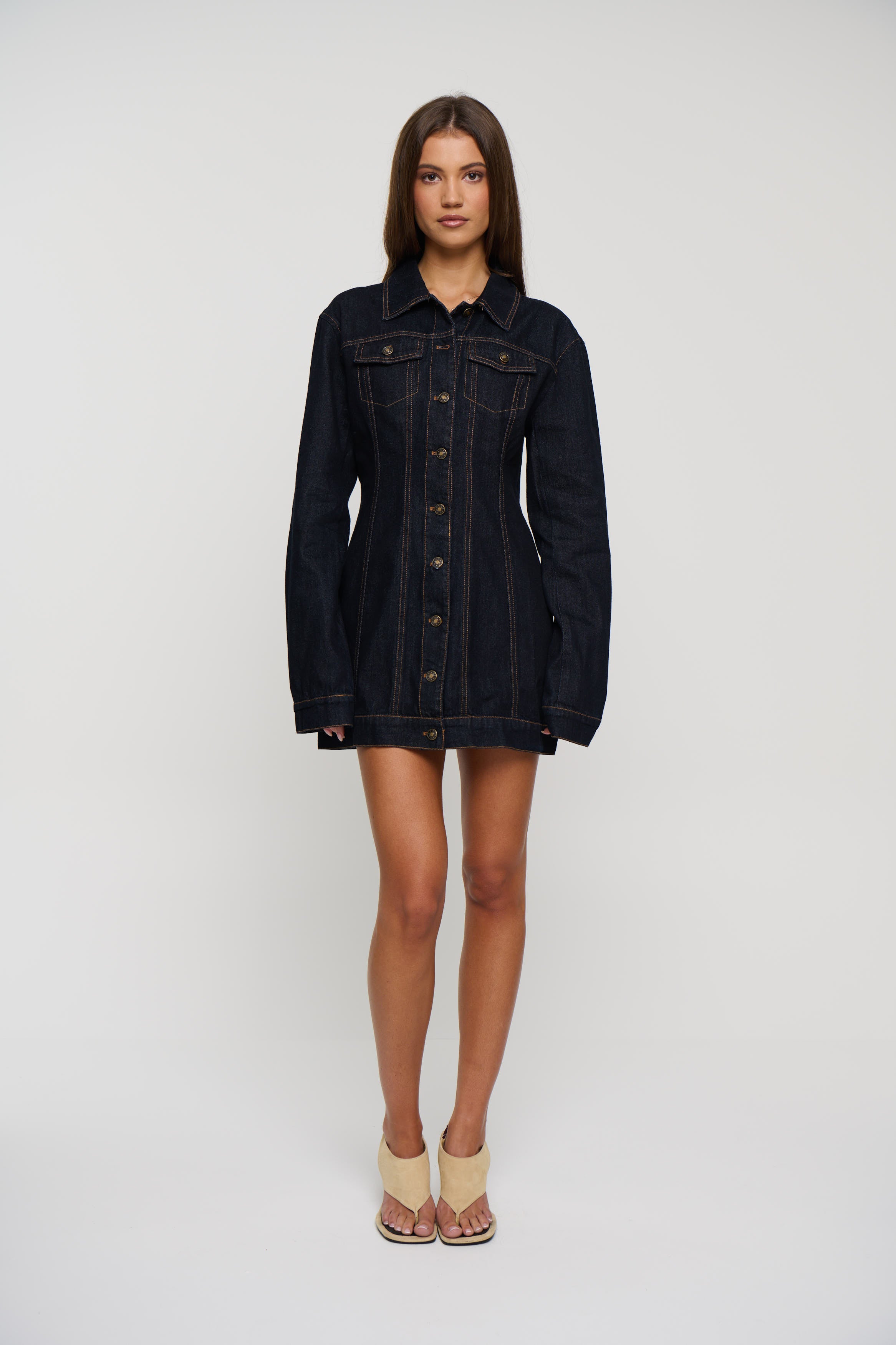 Rider Denim Mini Dress Dark Denim