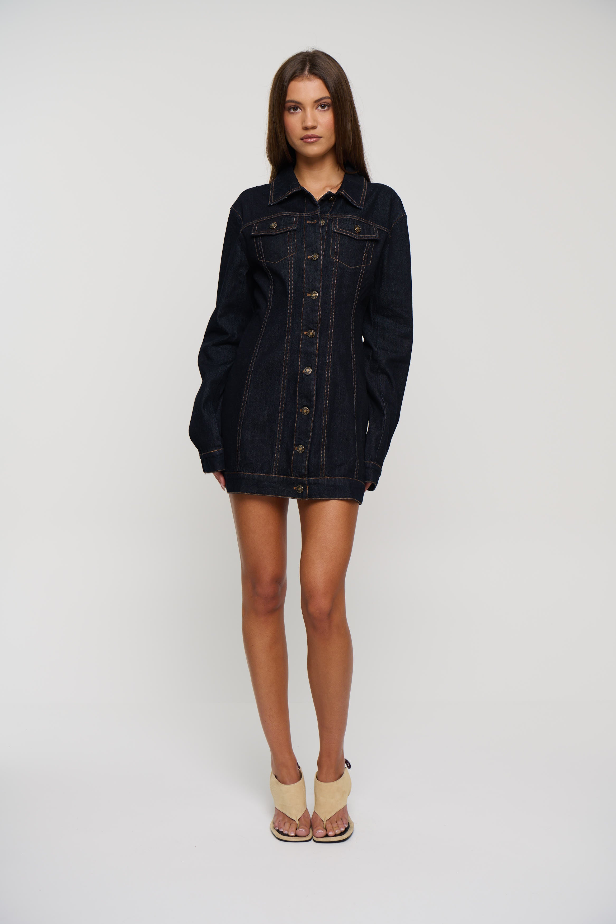 Rider Denim Mini Dress Dark Denim