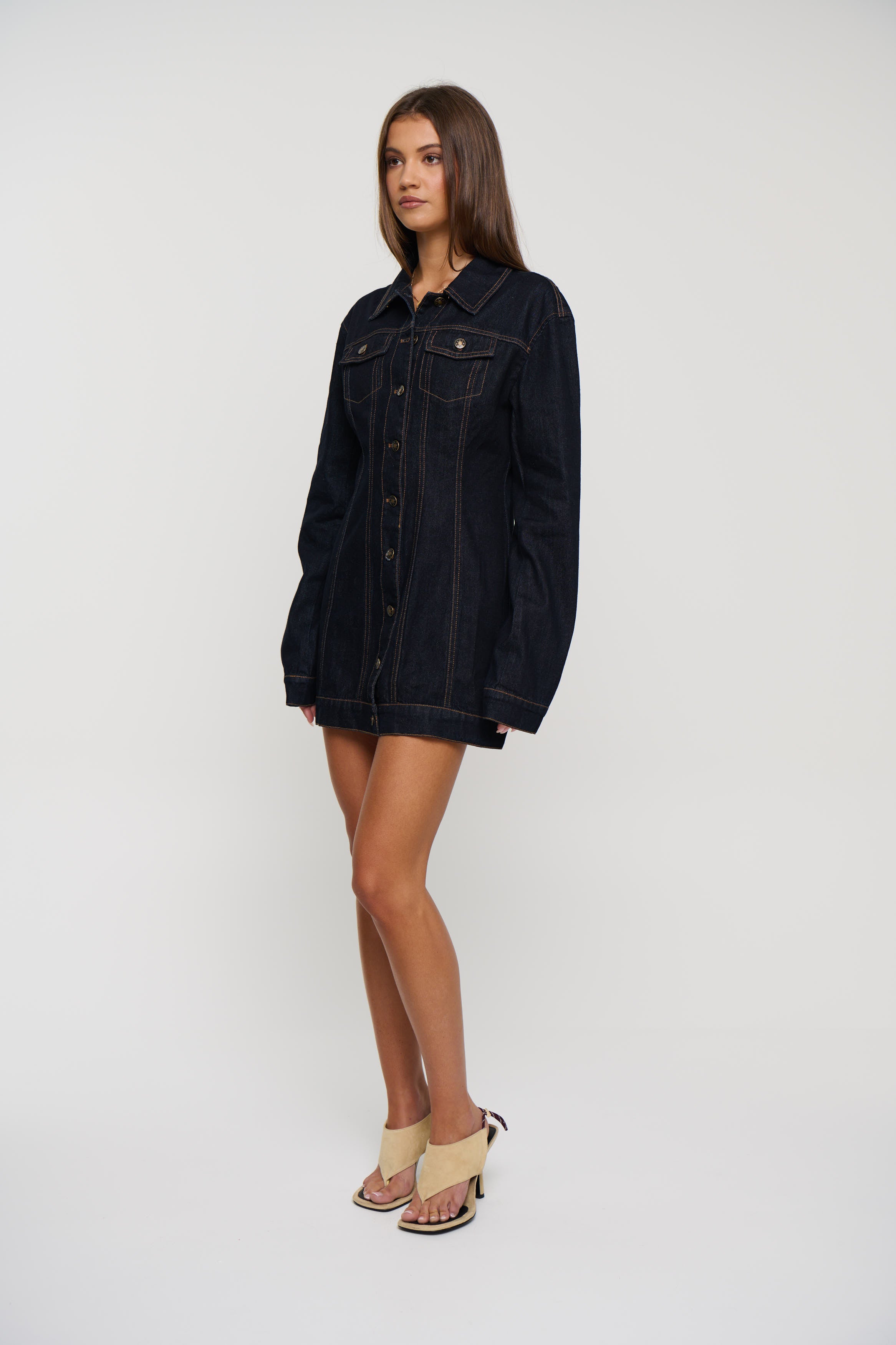 Rider Denim Mini Dress Dark Denim