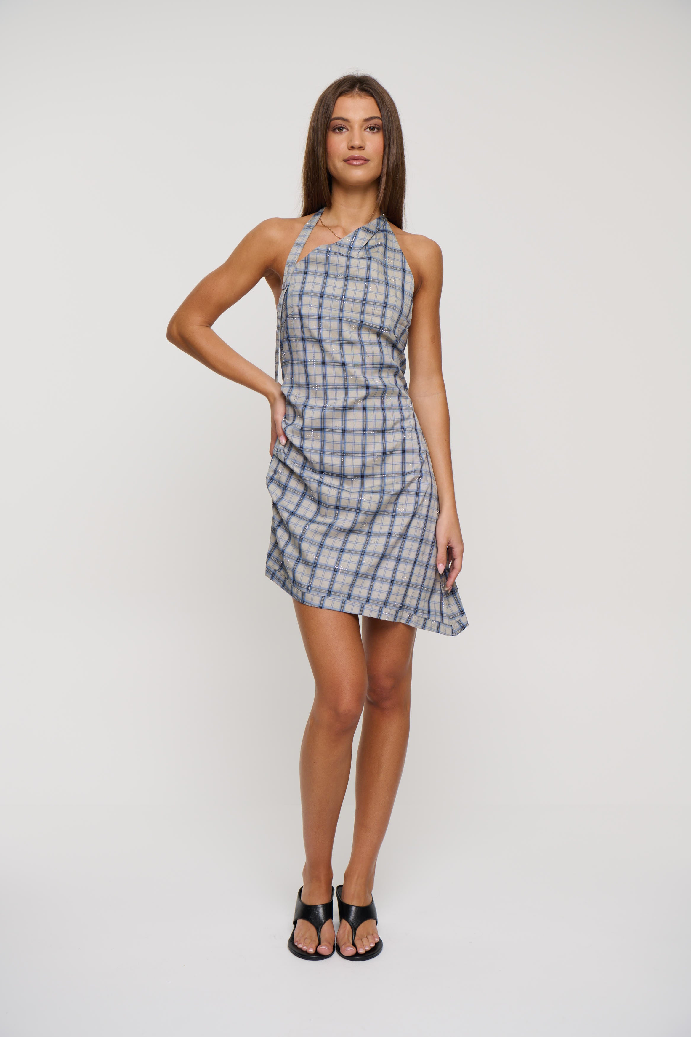 Moonlight Mini Dress Ash Plaid