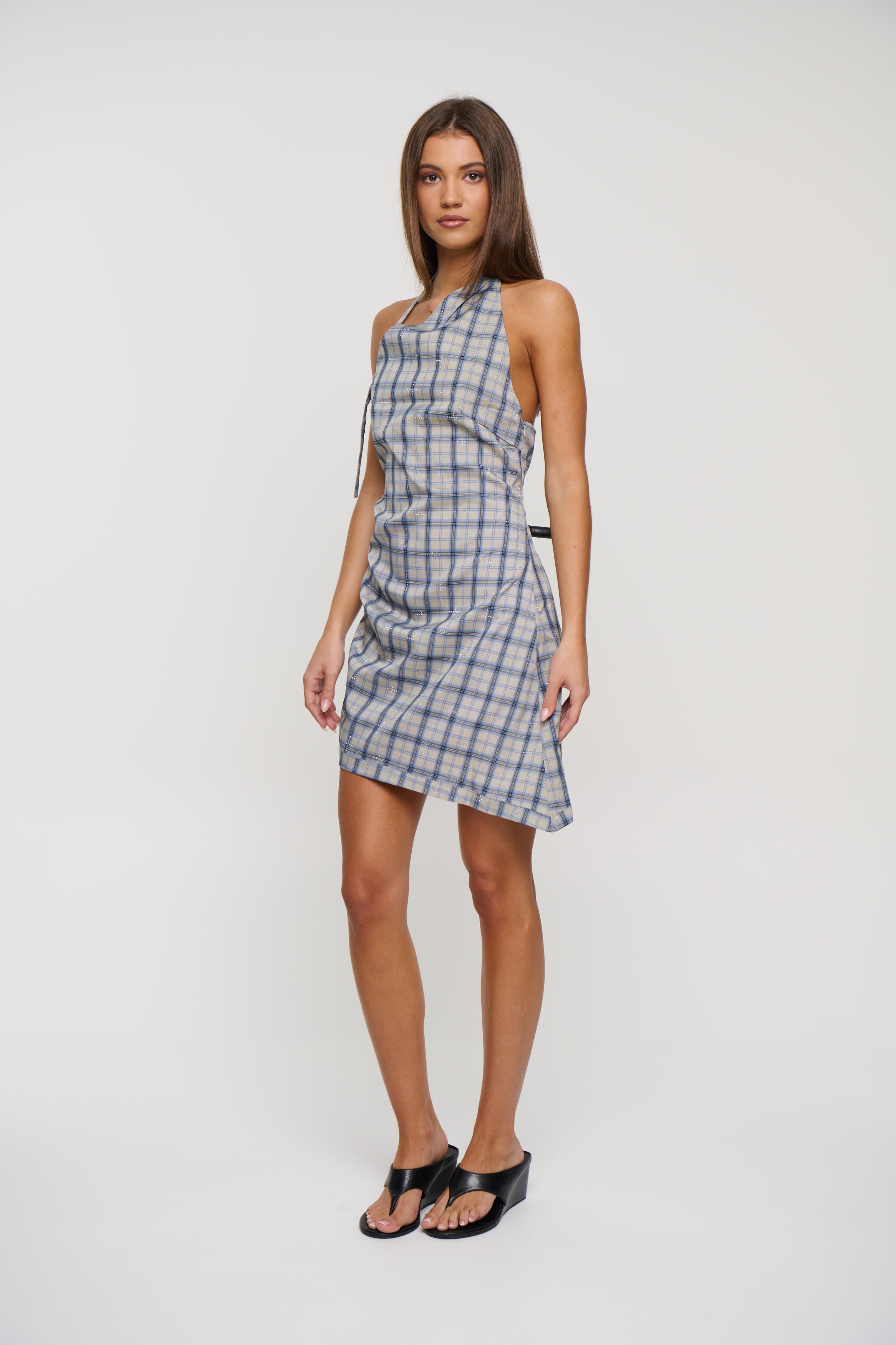 Moonlight Mini Dress Ash Plaid