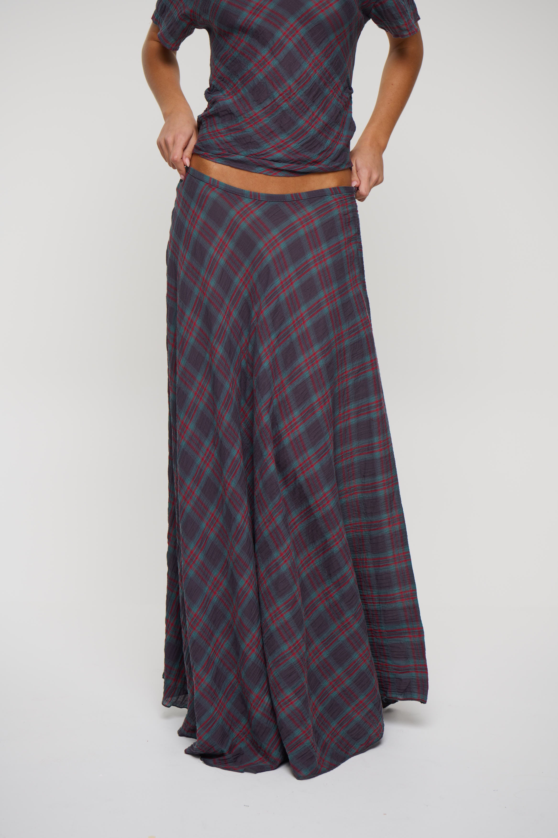 Halcyon Maxi Skirt Jade Plaid