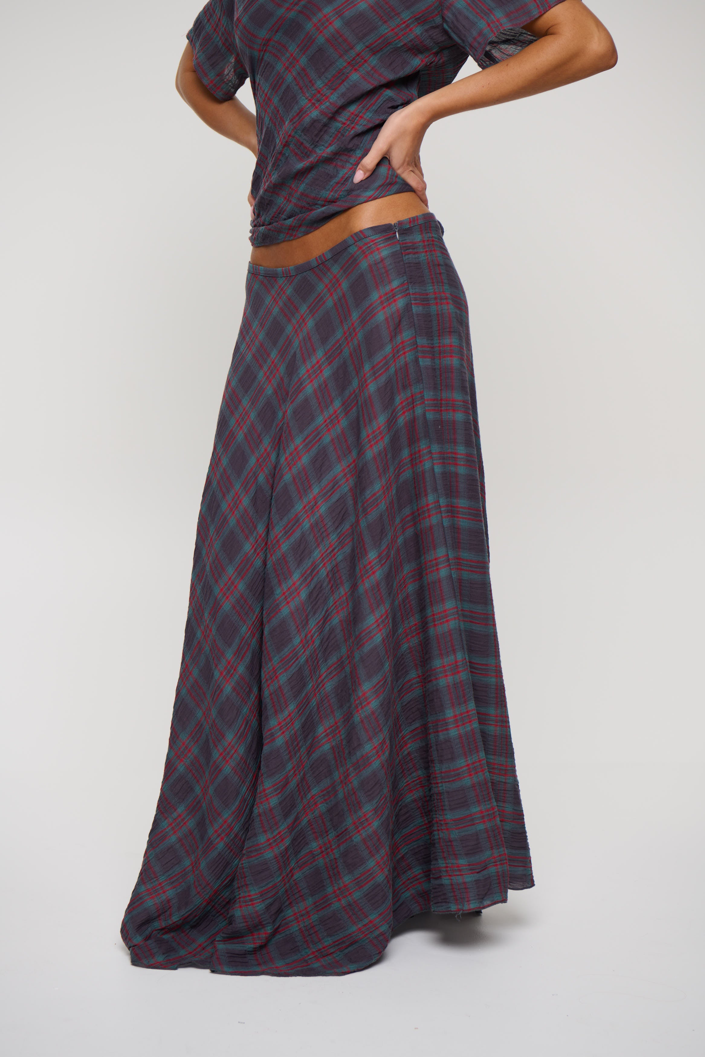 Halcyon Maxi Skirt Jade Plaid
