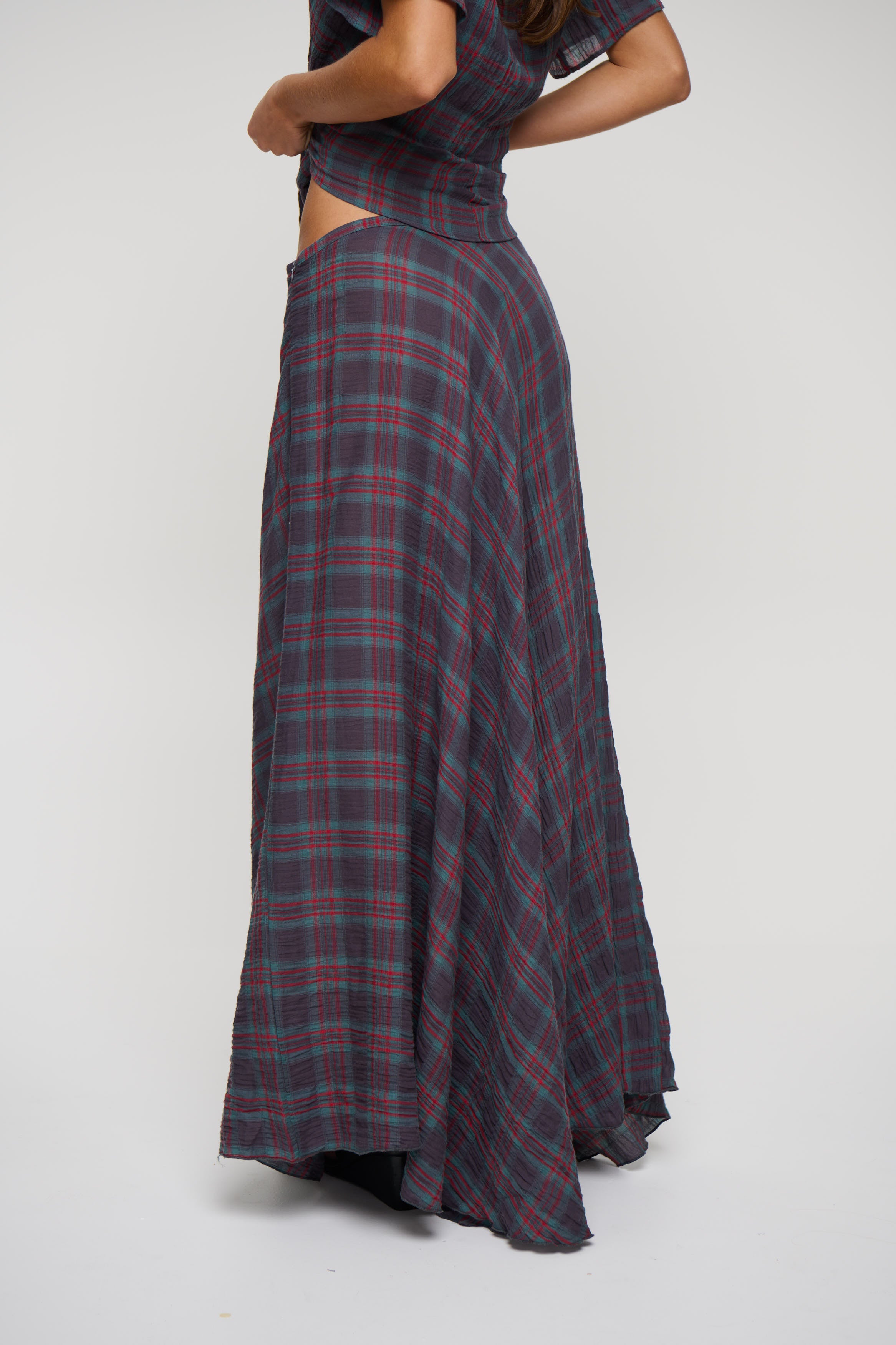 Halcyon Maxi Skirt Jade Plaid