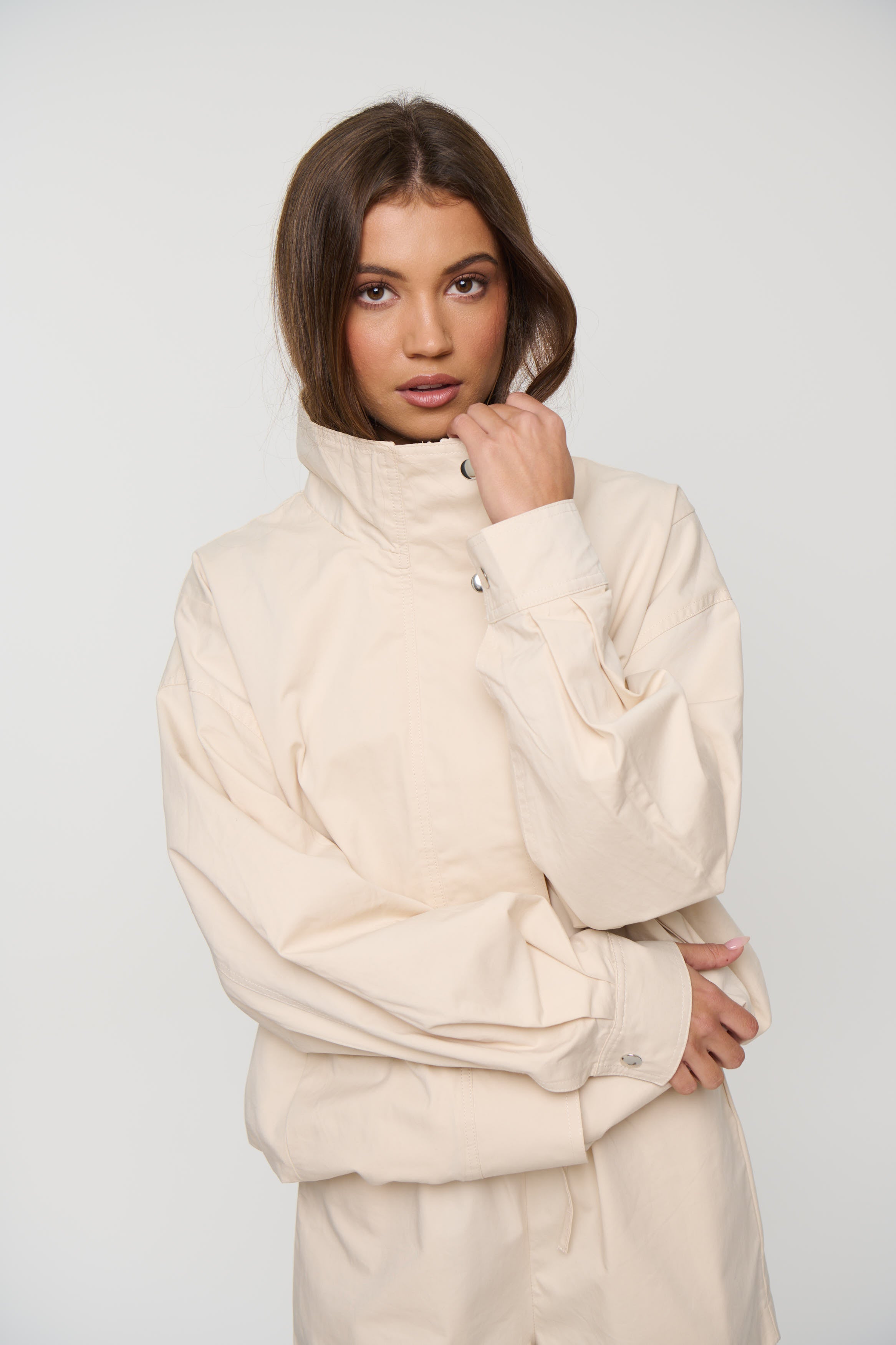 Lucie Funnel Neck Jacket Beige