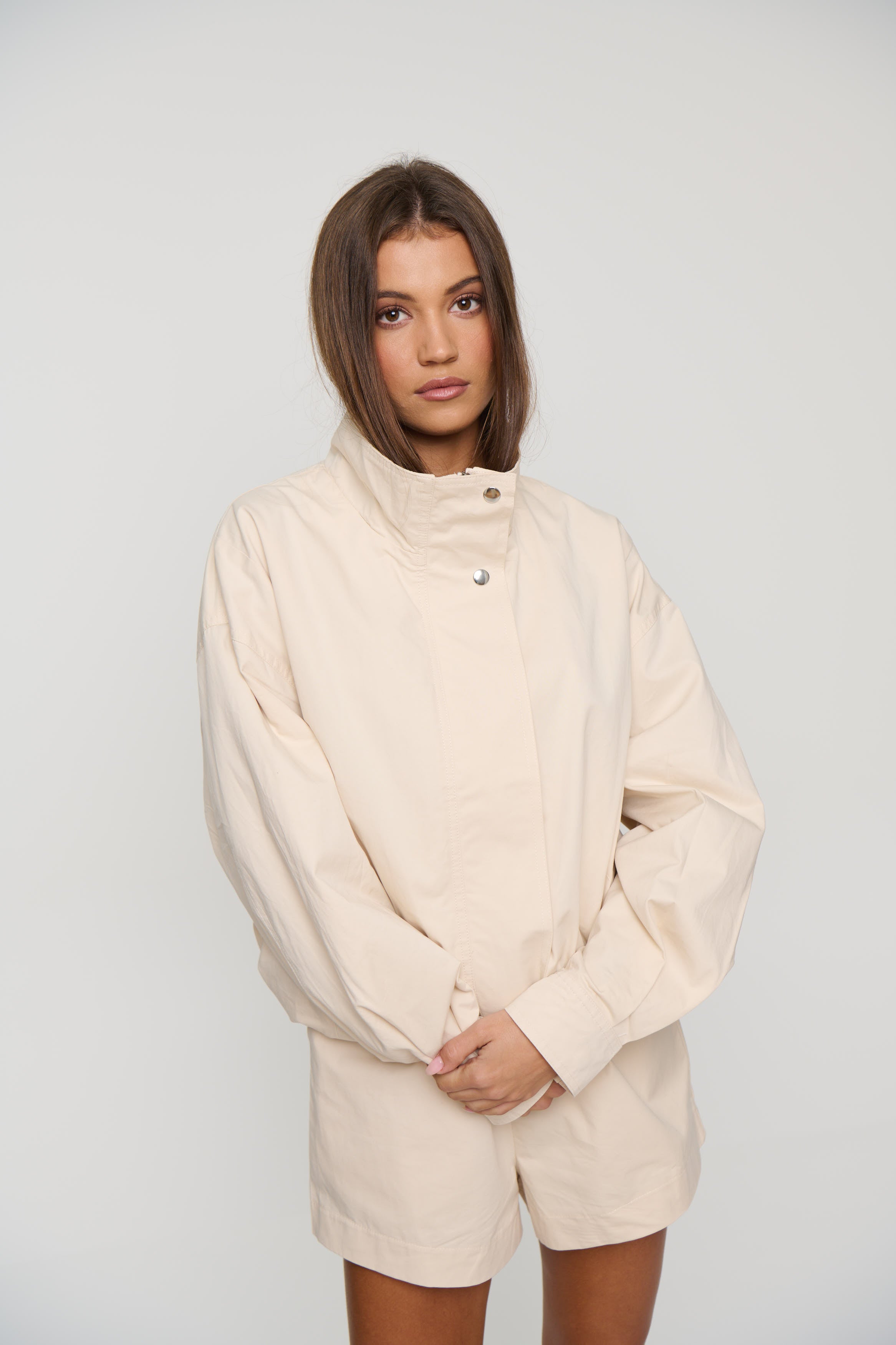 Lucie Funnel Neck Jacket Beige