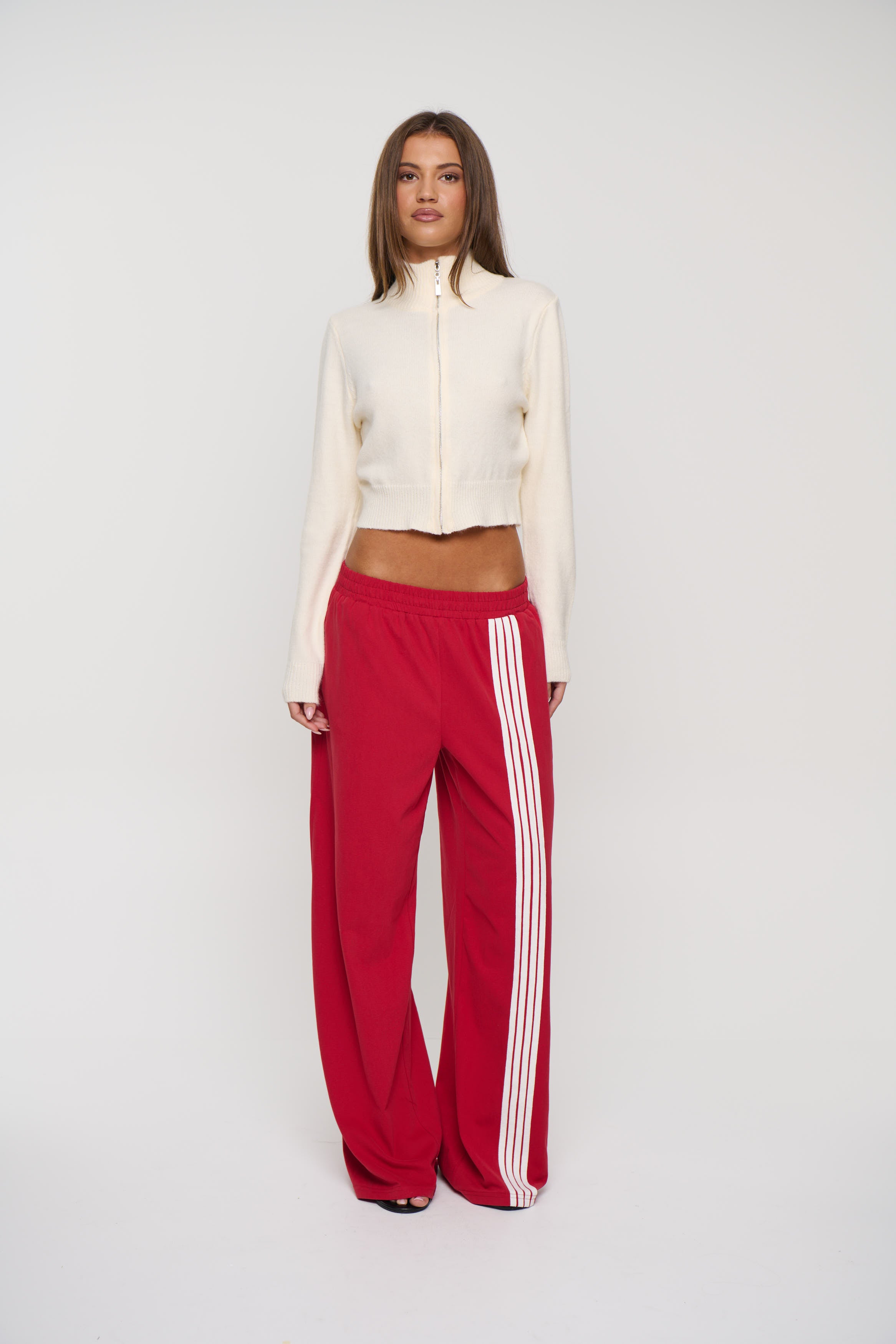 Vine Zip Up Knit Cream