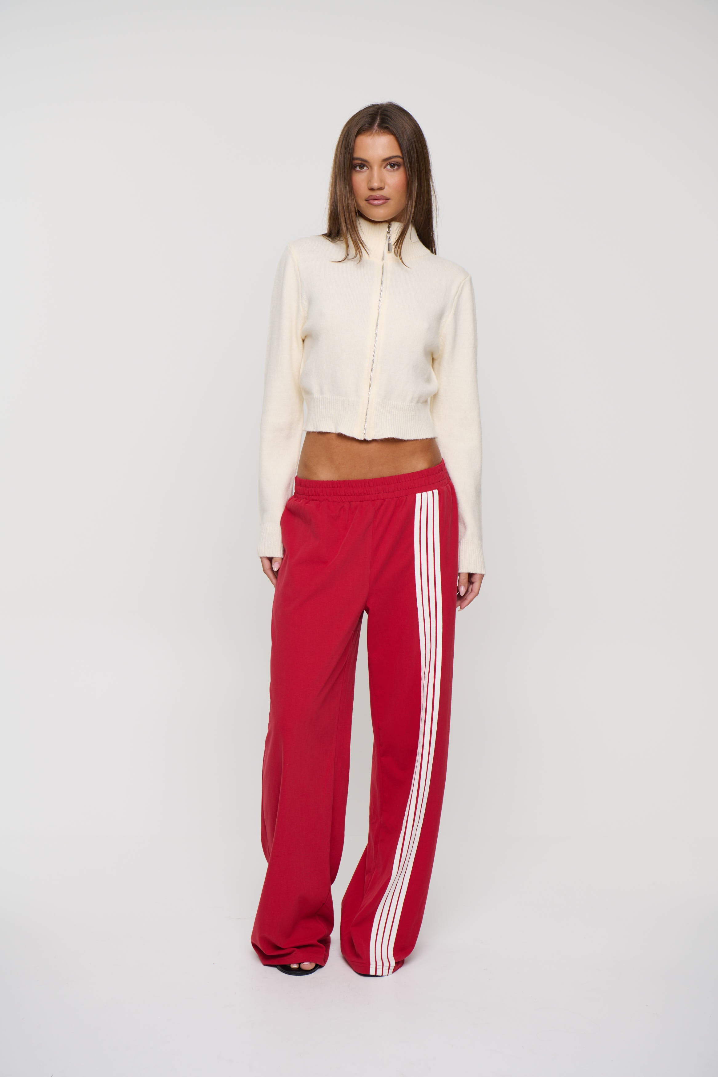 Vine Zip Up Knit Cream