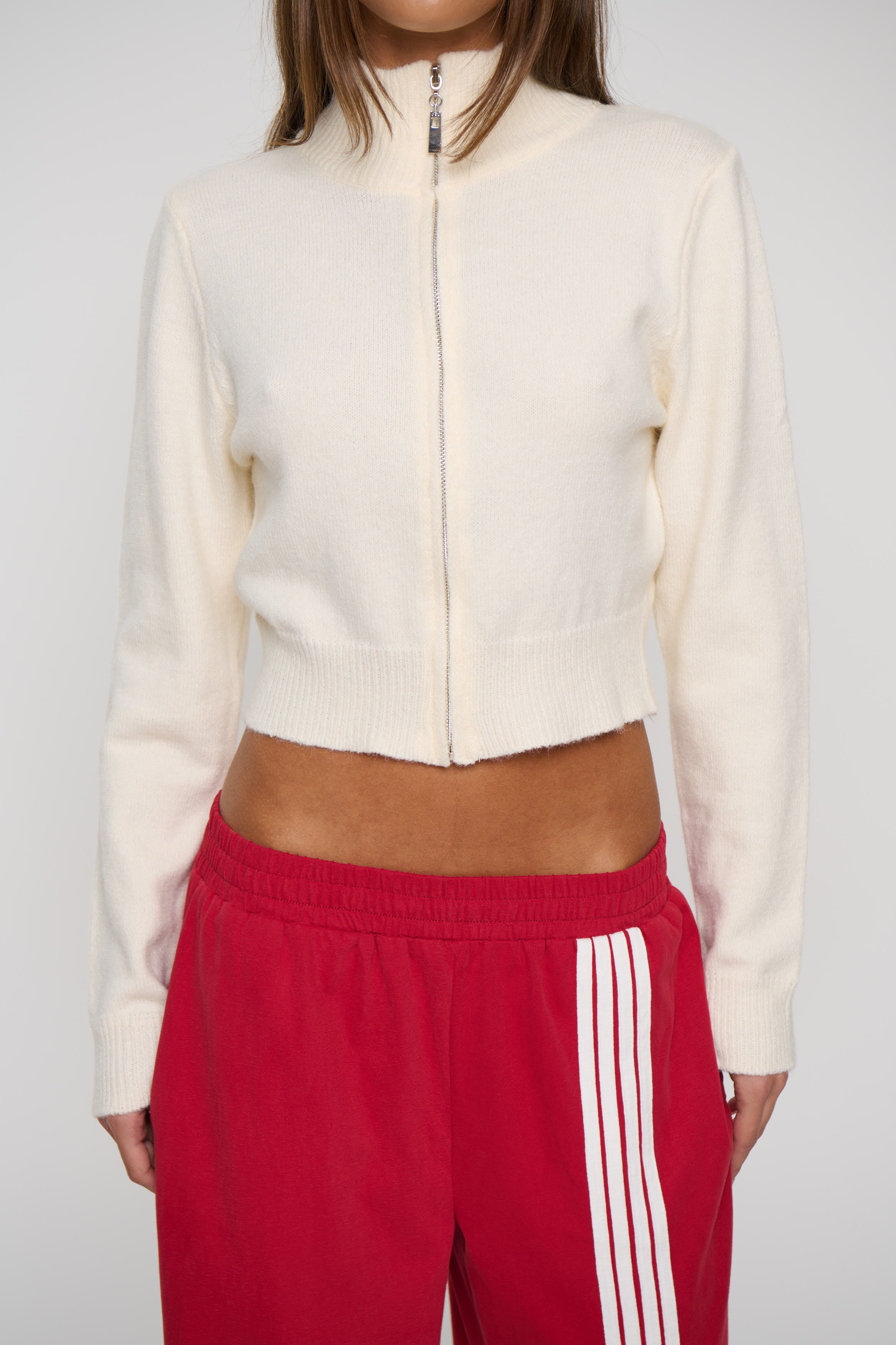 Vine Zip Up Knit Cream