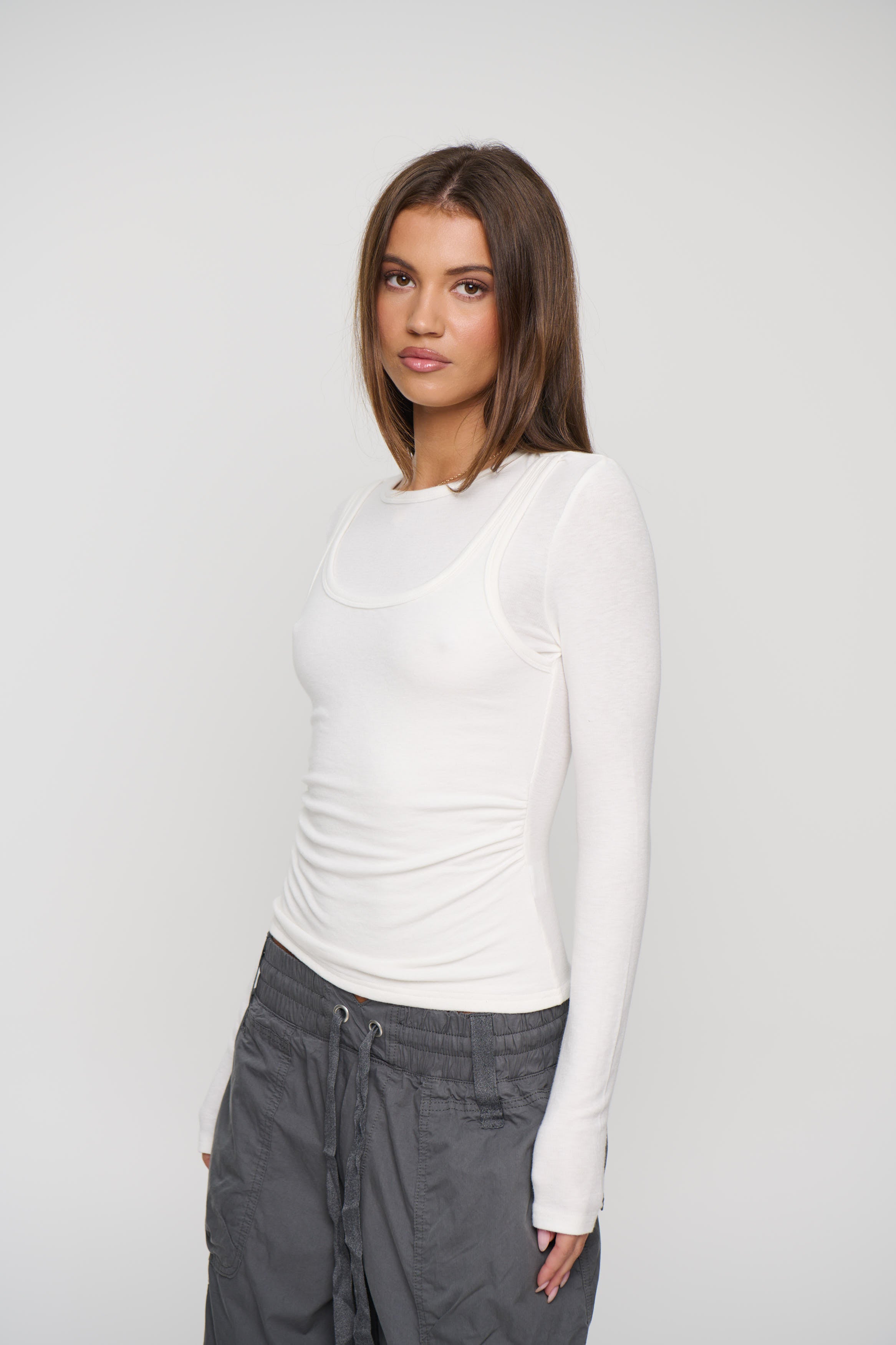 Cristina Layered Long Sleeve White