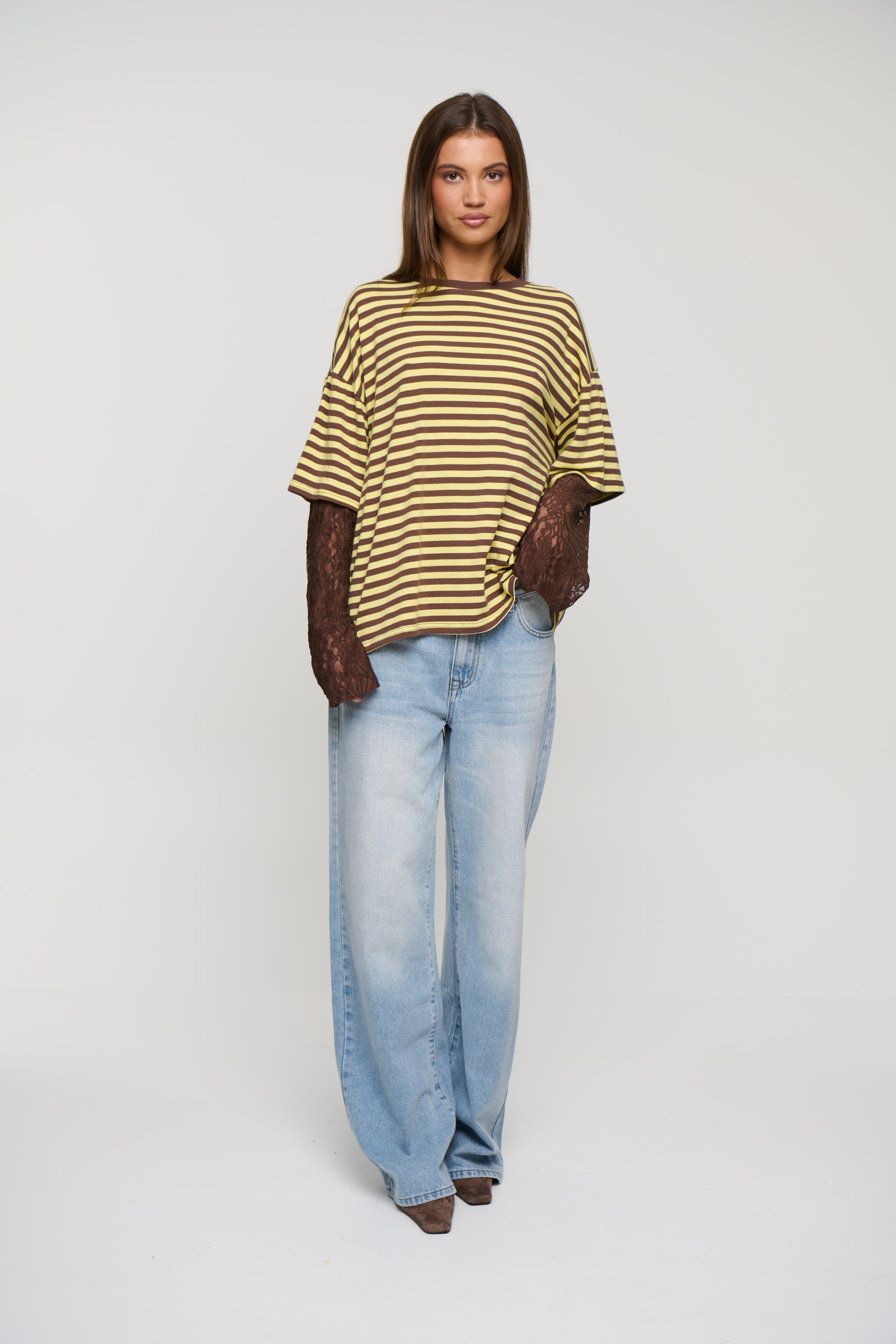Rommy Lace Tee Honey Stripe