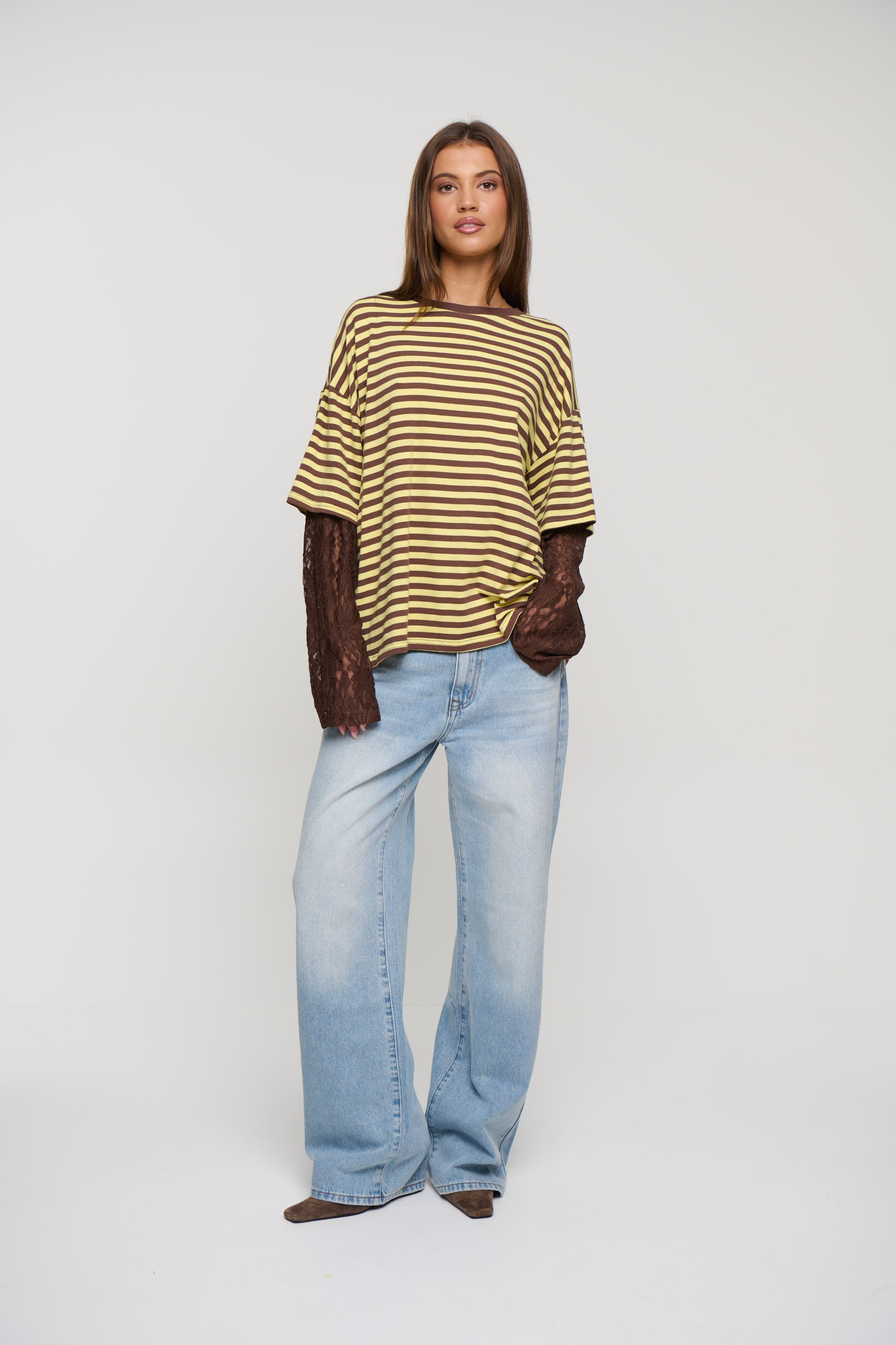 Rommy Lace Tee Honey Stripe