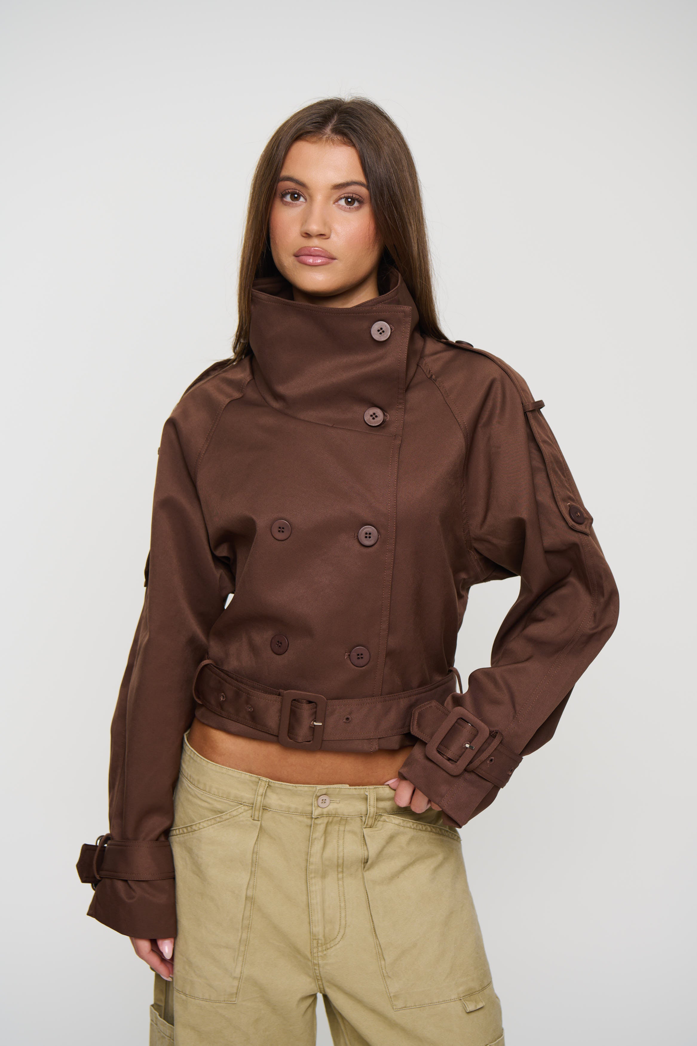 Blanc Cropped Trench Chocolate