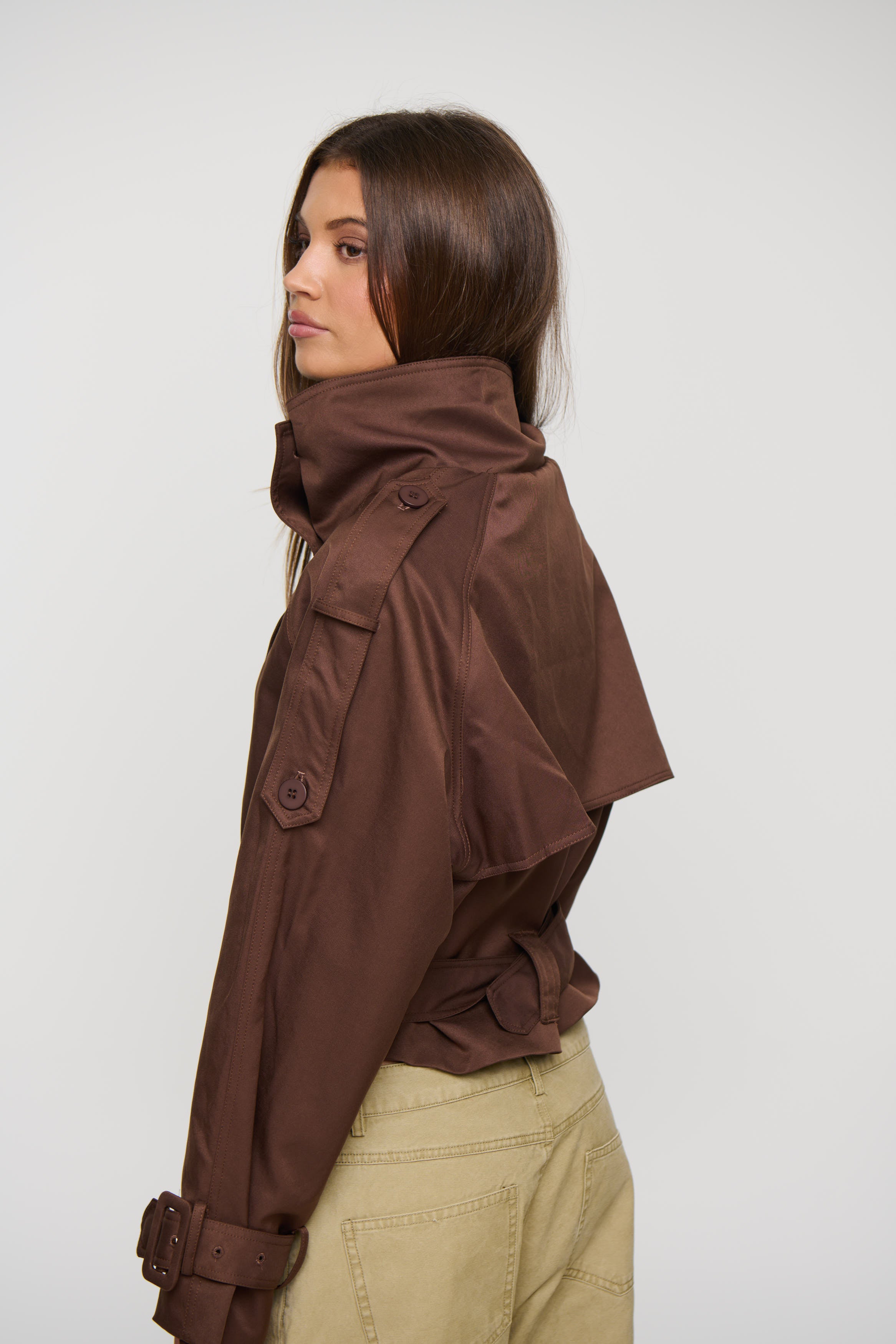 Blanc Cropped Trench Chocolate