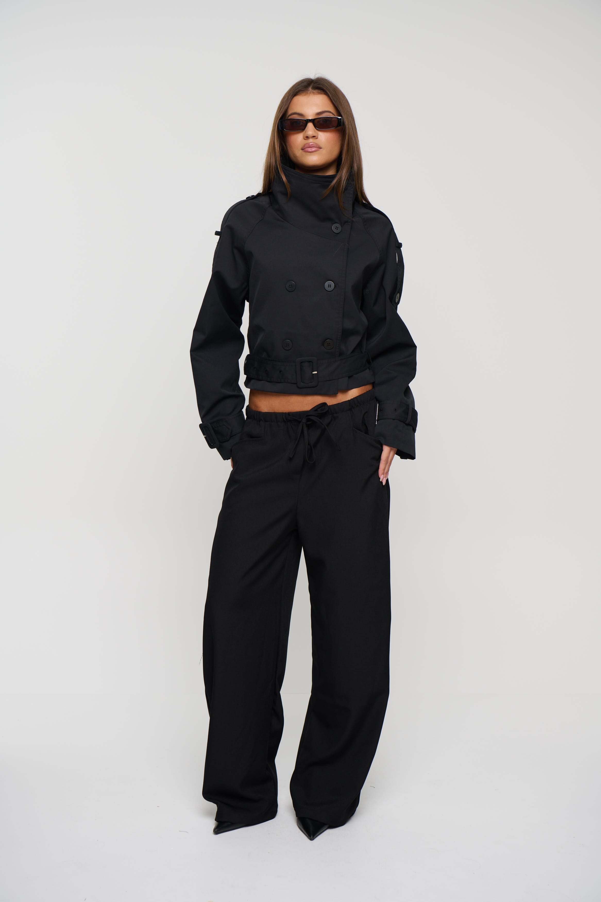Blanc Cropped Trench Noir