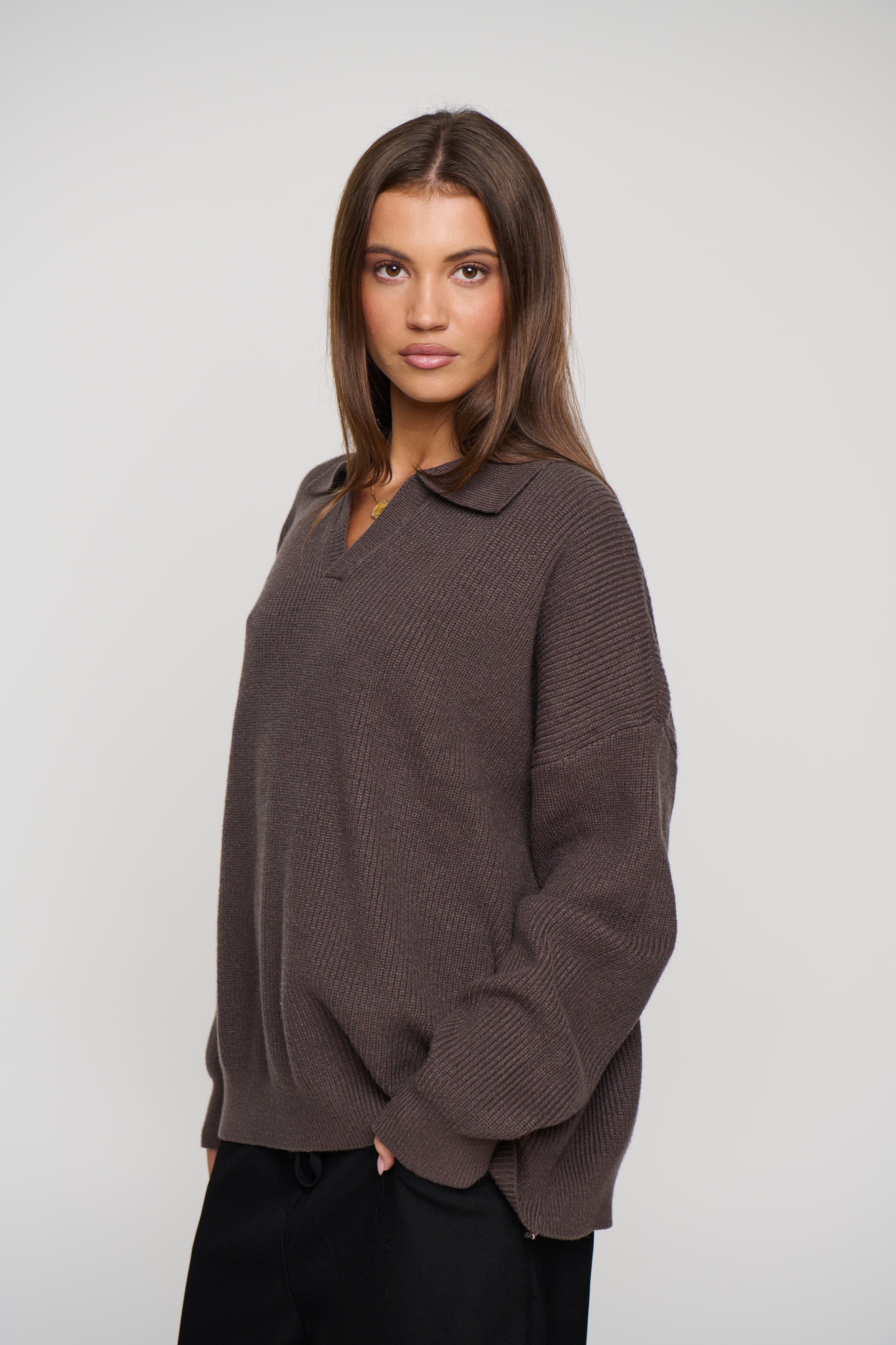 Unisex Jay Knitted Polo Mocha