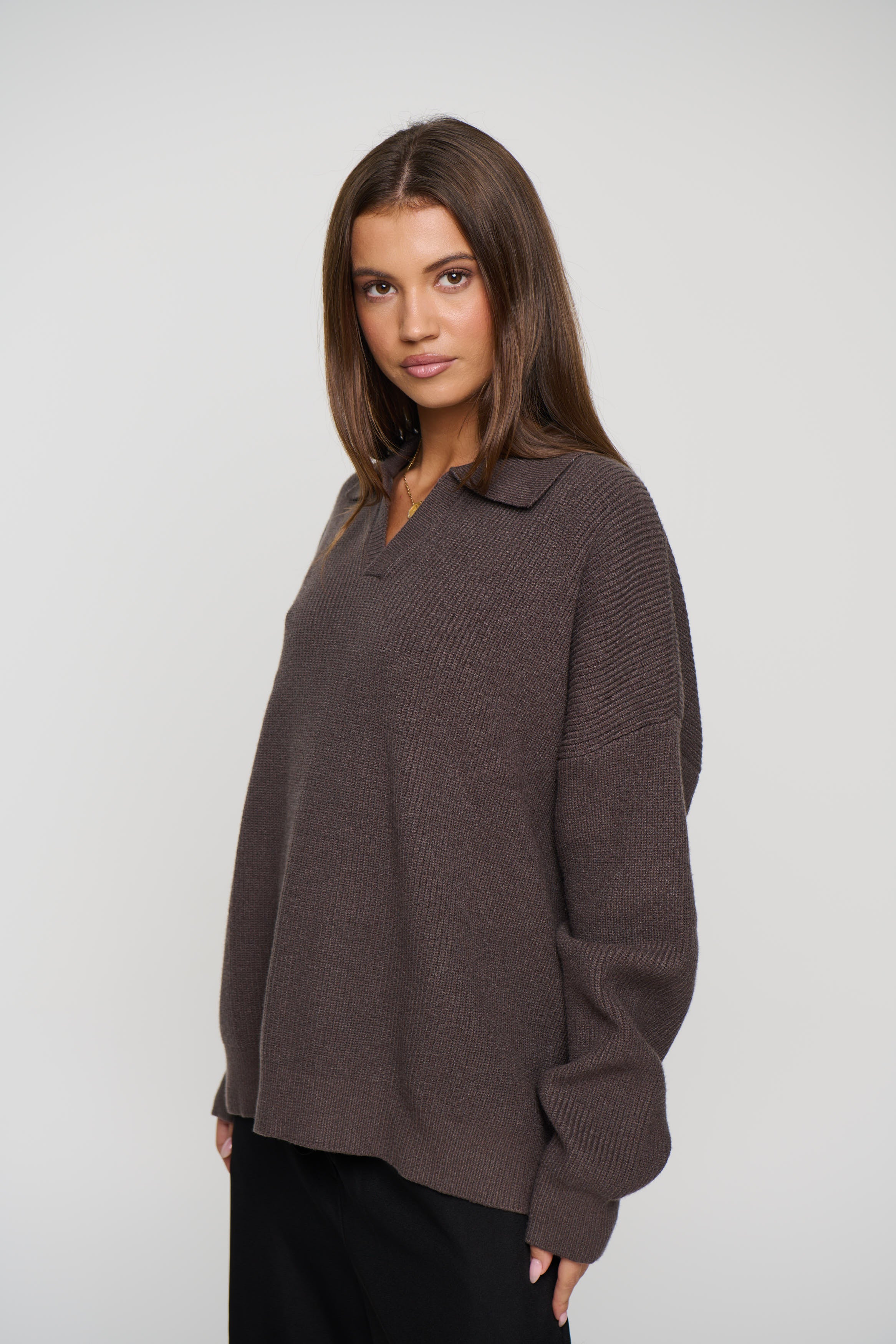 Unisex Jay Knitted Polo Mocha