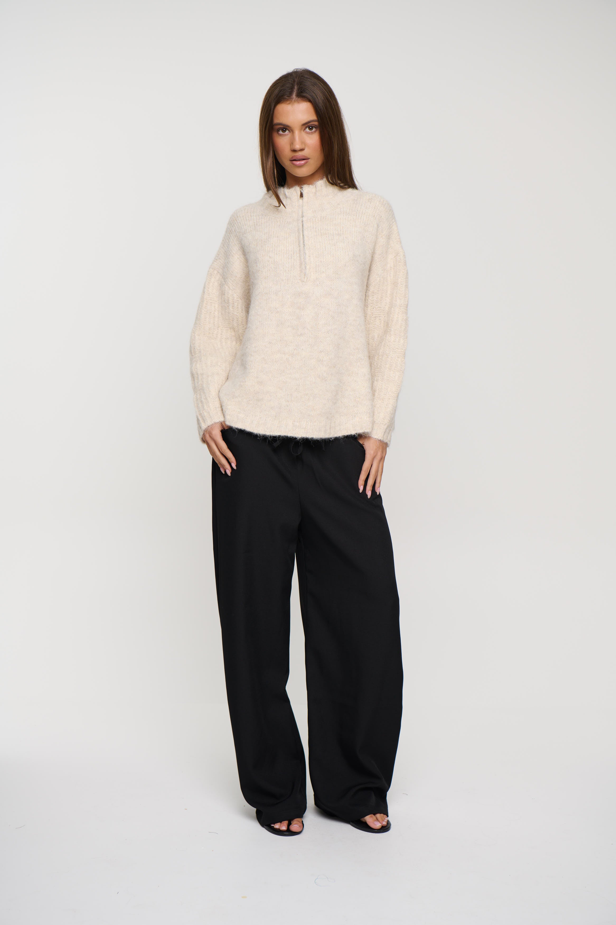 Edie Zip Up Knit Oat