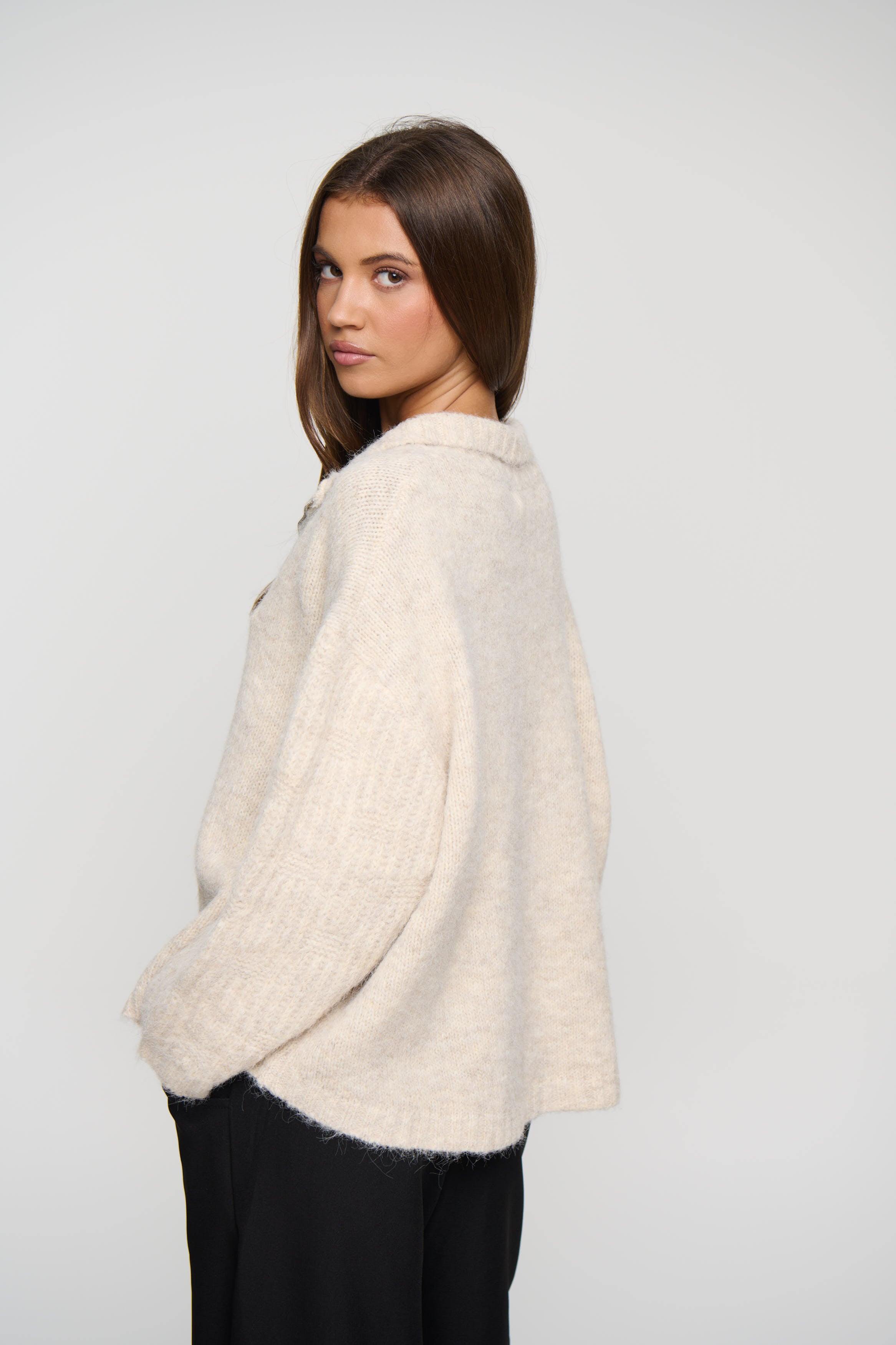 Edie Zip Up Knit Oat