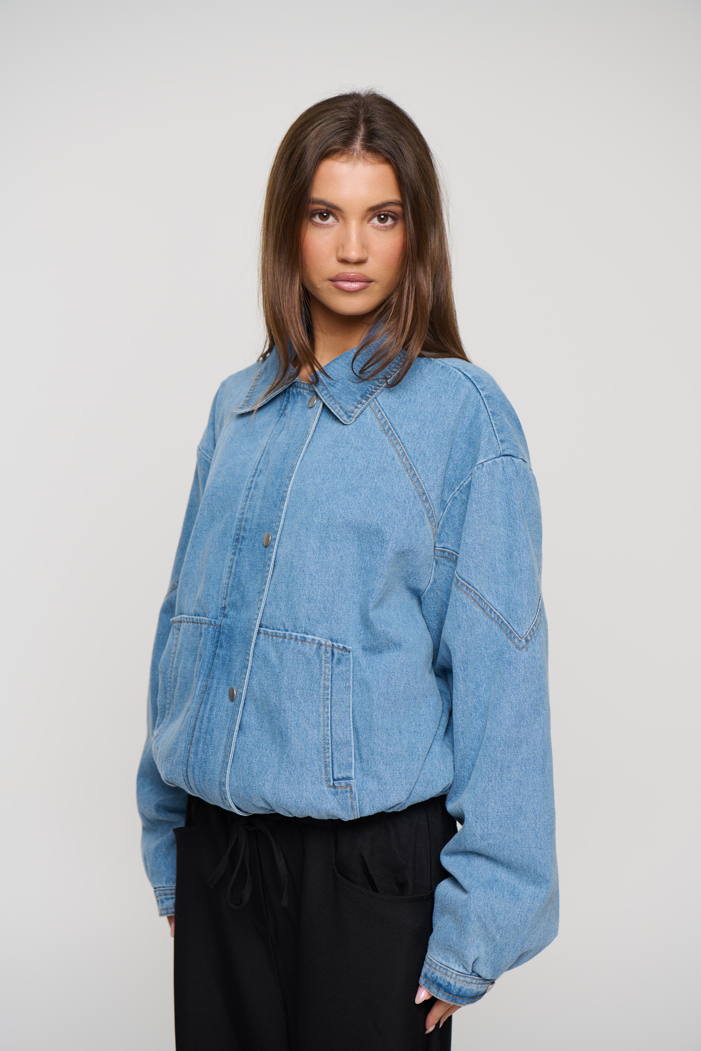 Jorja Denim Bomber Jacket Blue