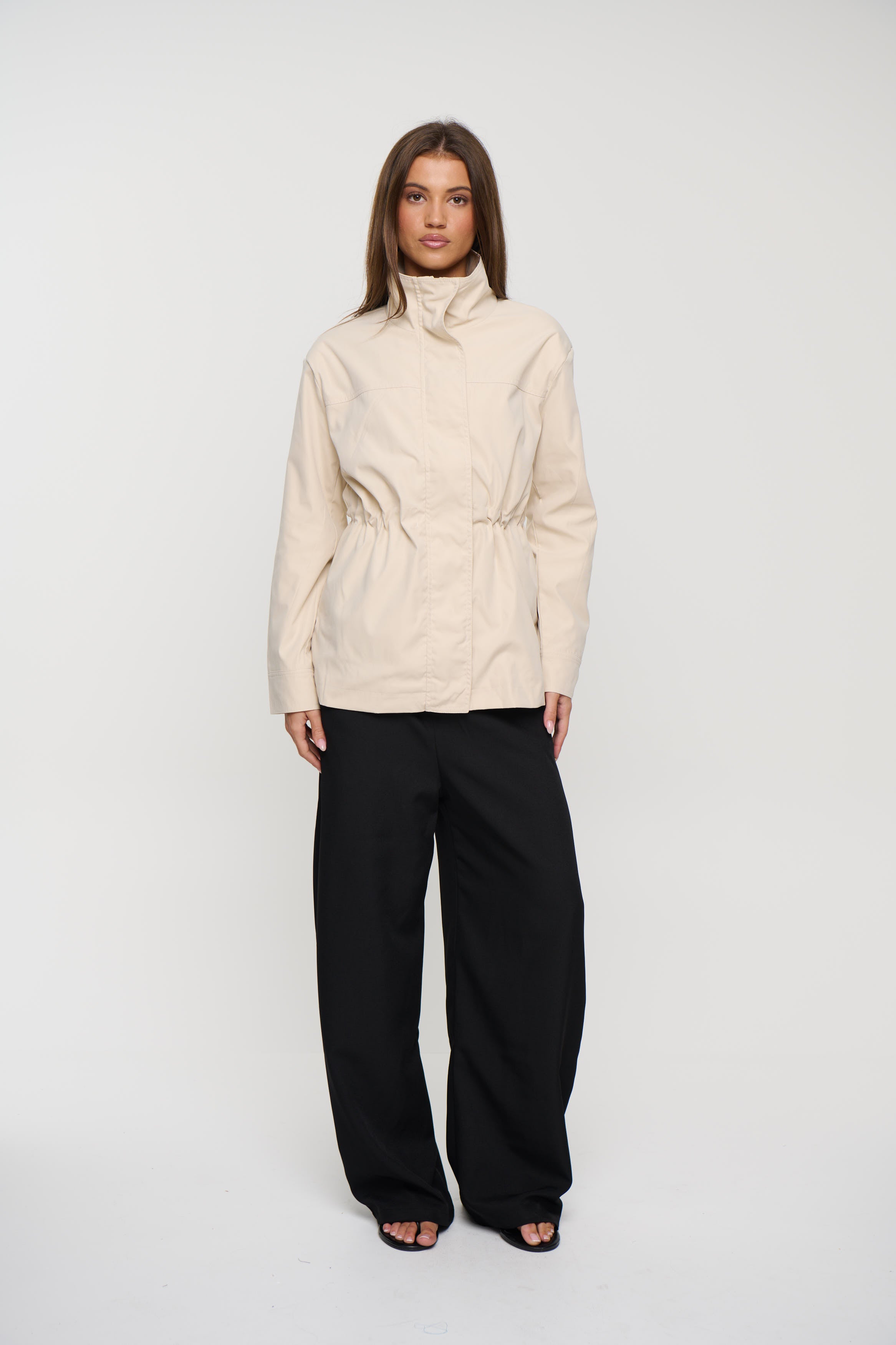 Lucie Funnel Neck Jacket Beige