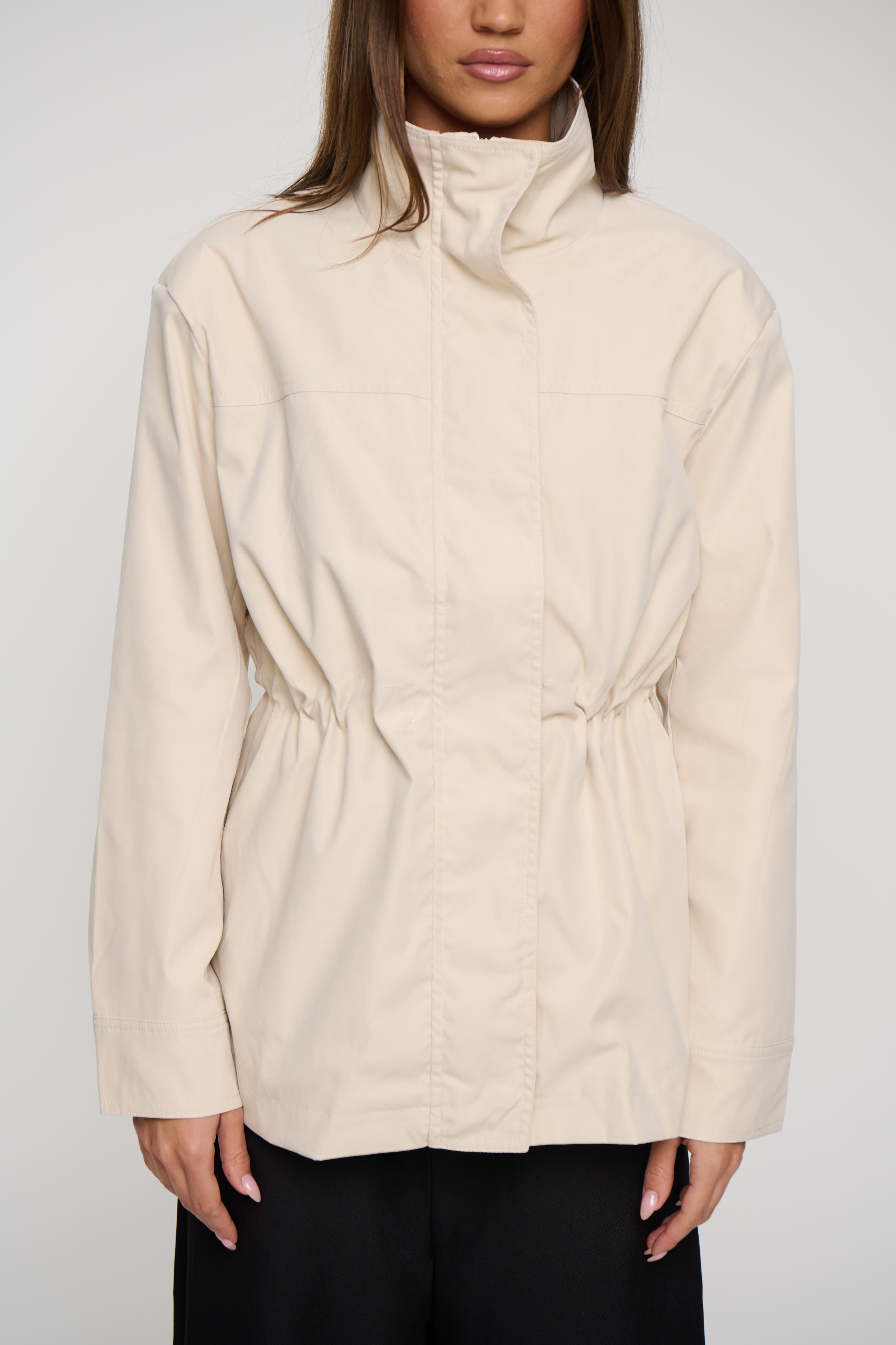 Lucie Funnel Neck Jacket Beige