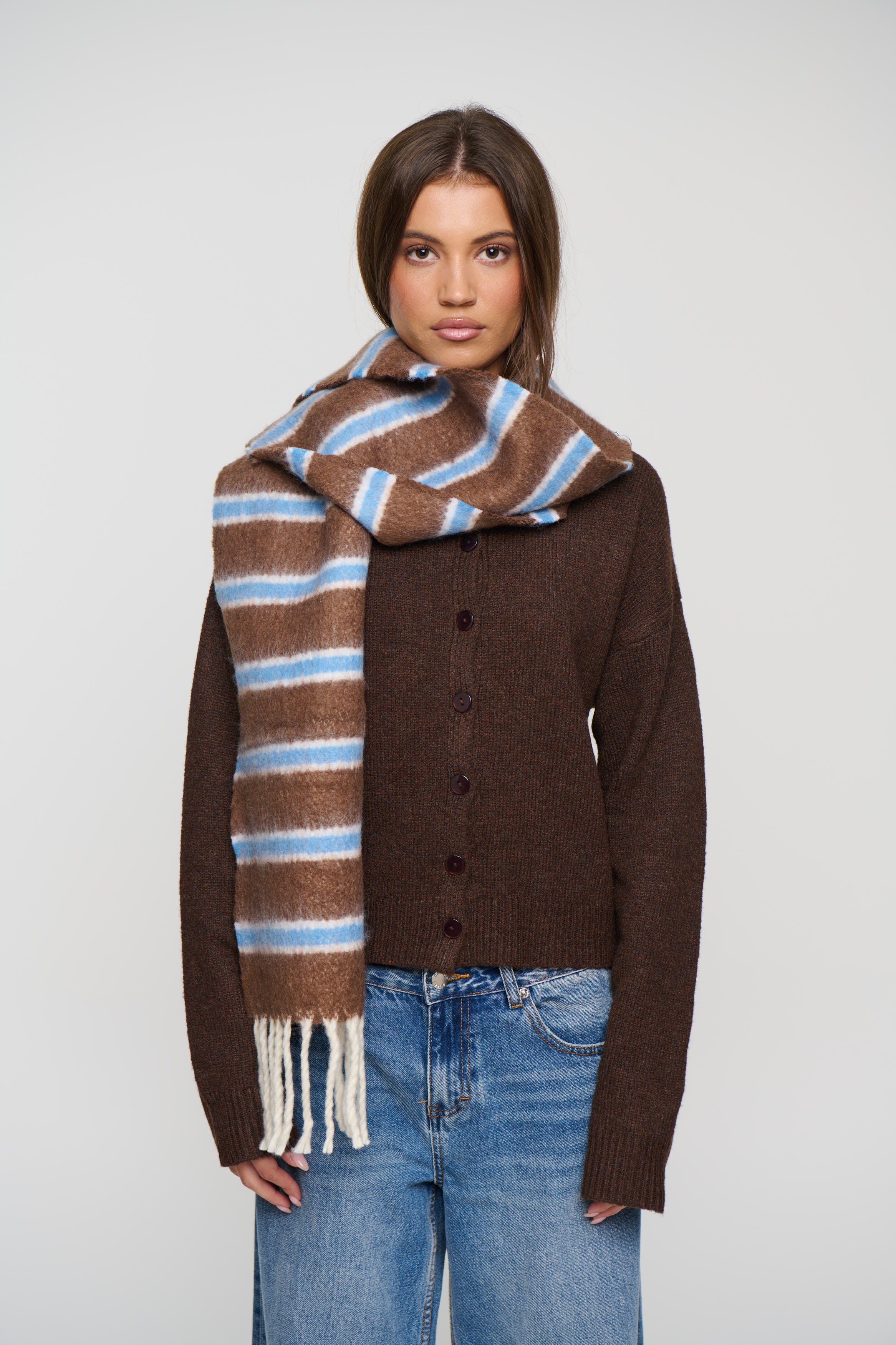Basil Scarf Sky/Chocolate