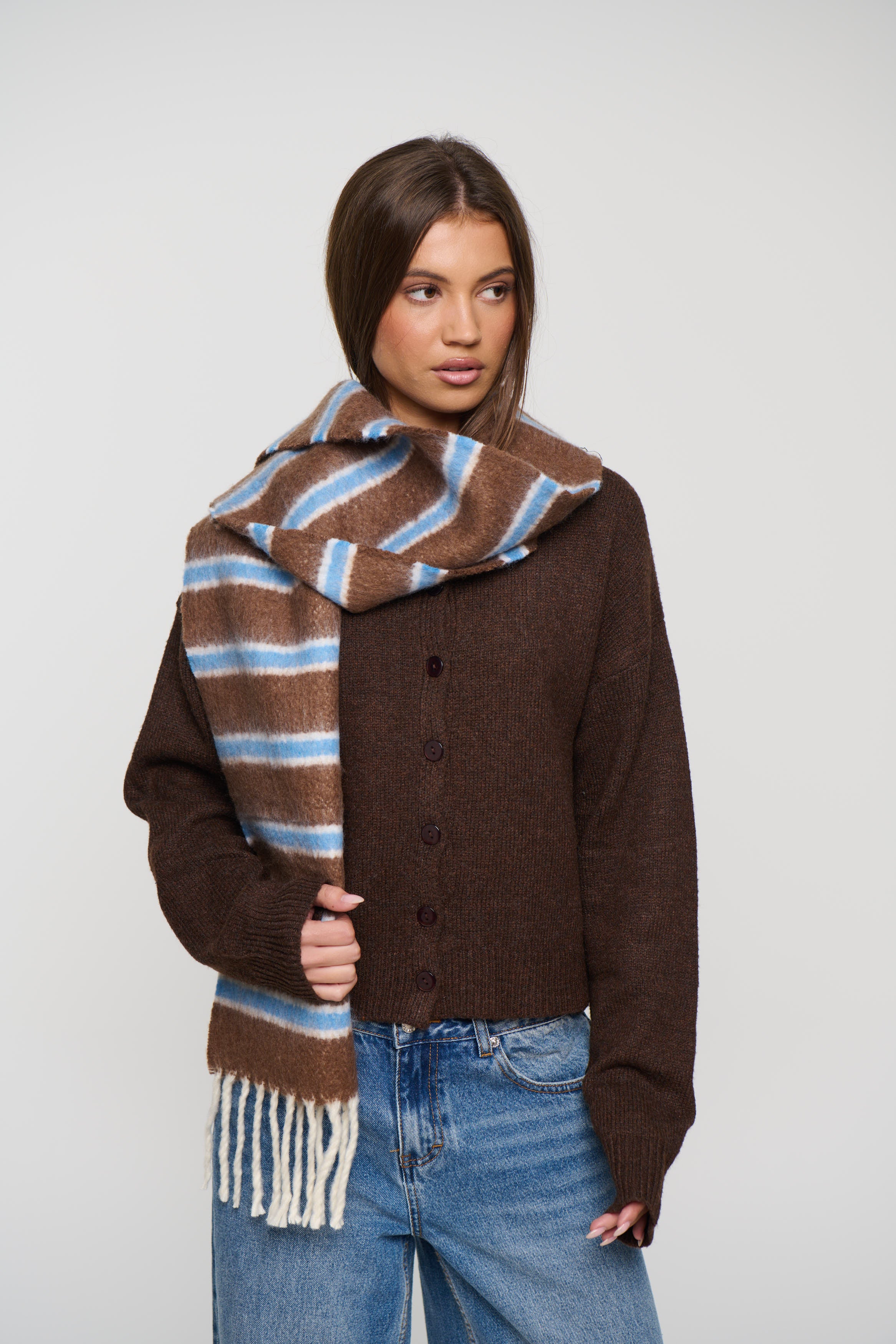 Basil Scarf Sky/Chocolate