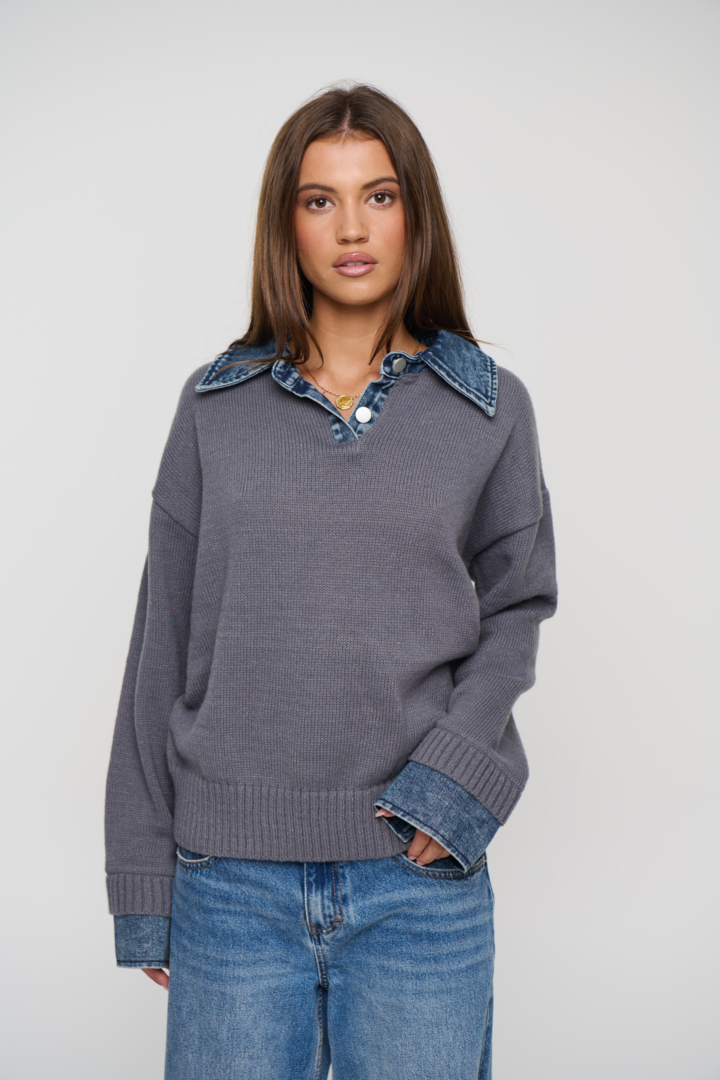 Marita Knit Jumper Charcoal