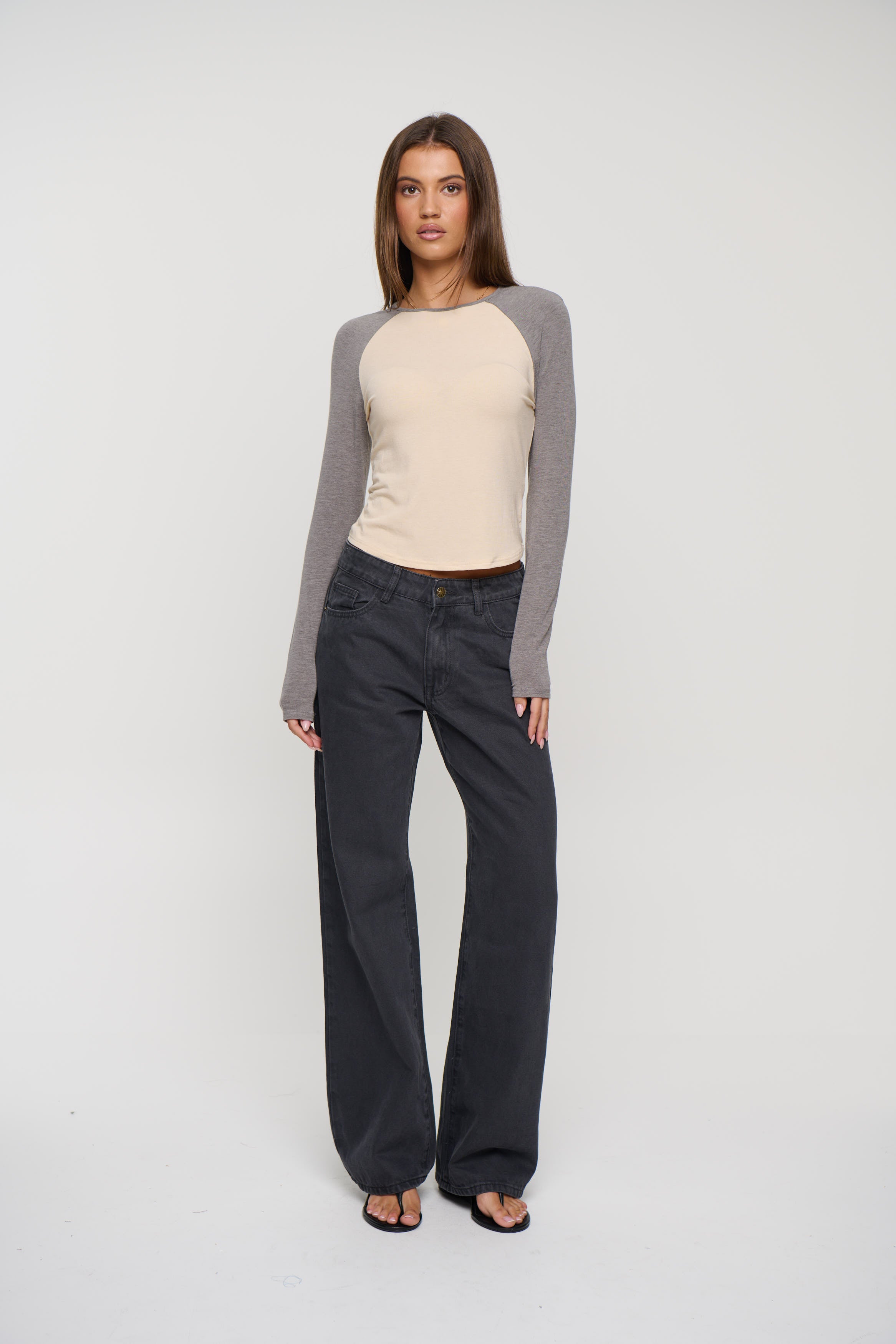 Aluna Long Sleeve Grey/Beige