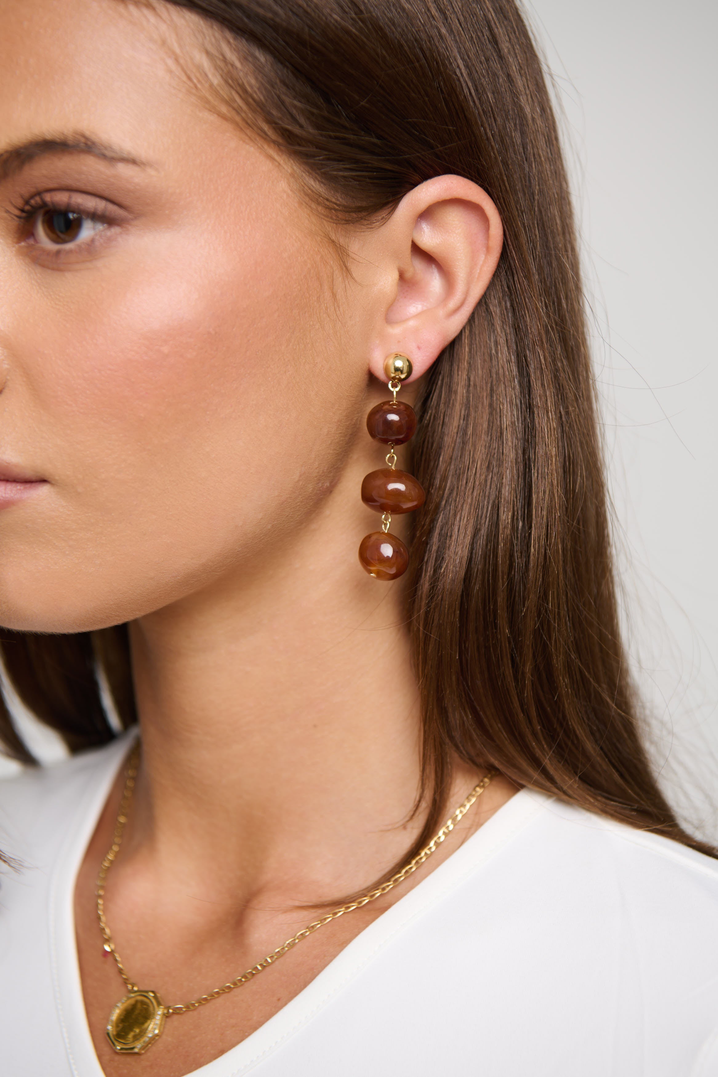 Resin Drop Earring Brown