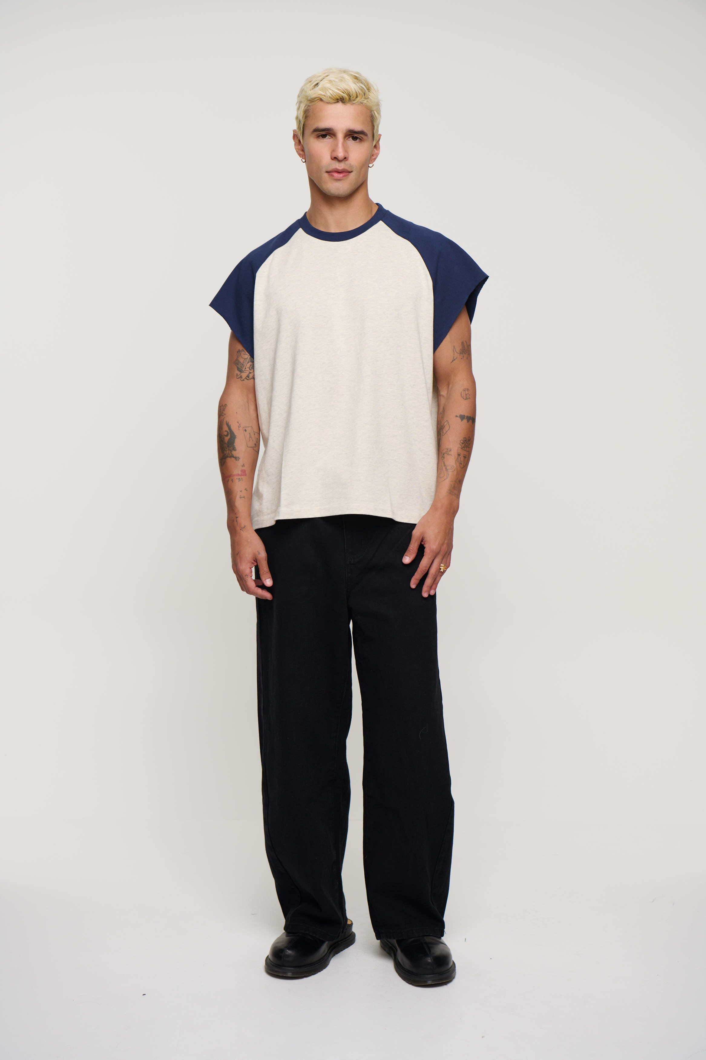 Raglan Crop Box Tank Navy