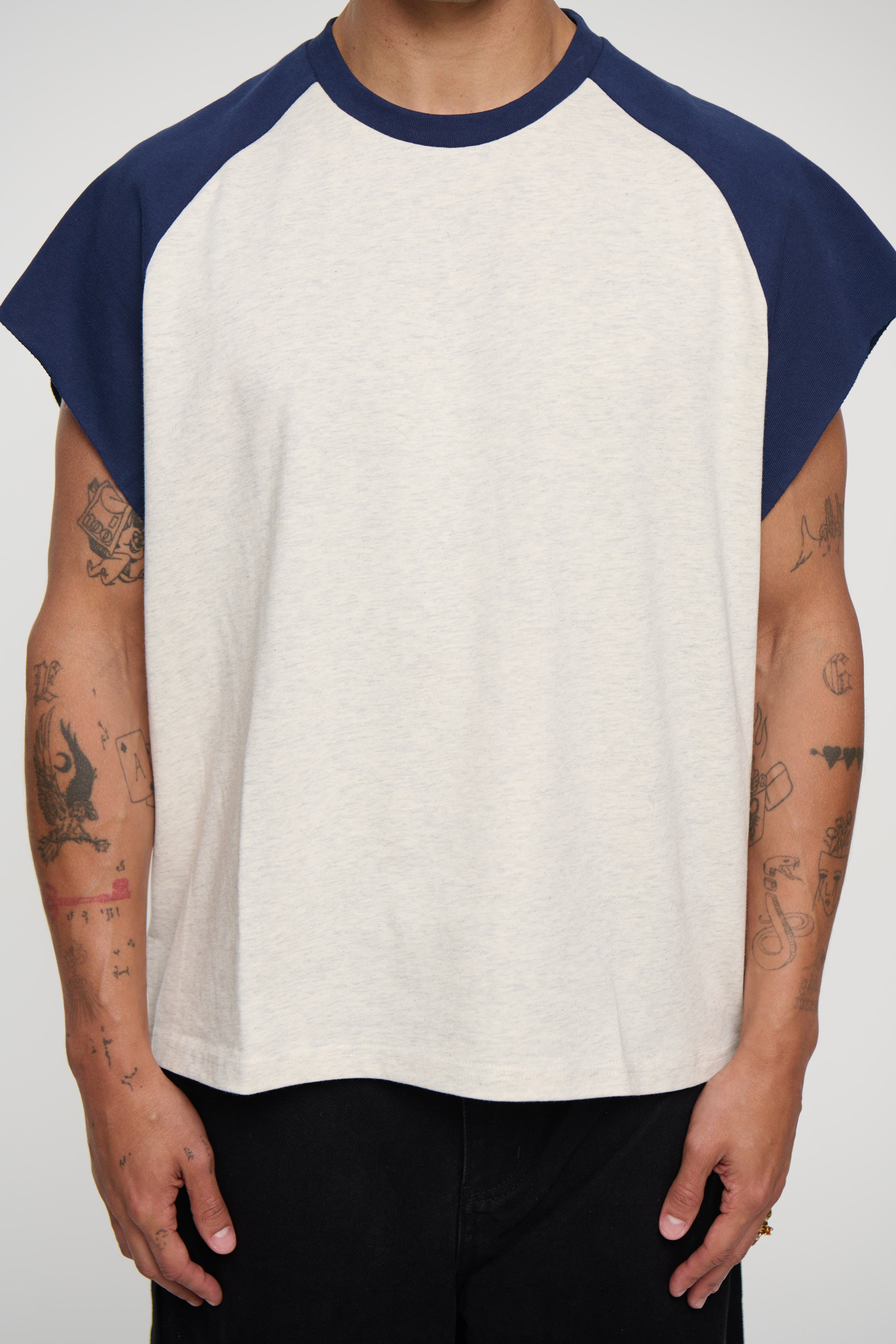 Raglan Crop Box Tank Navy