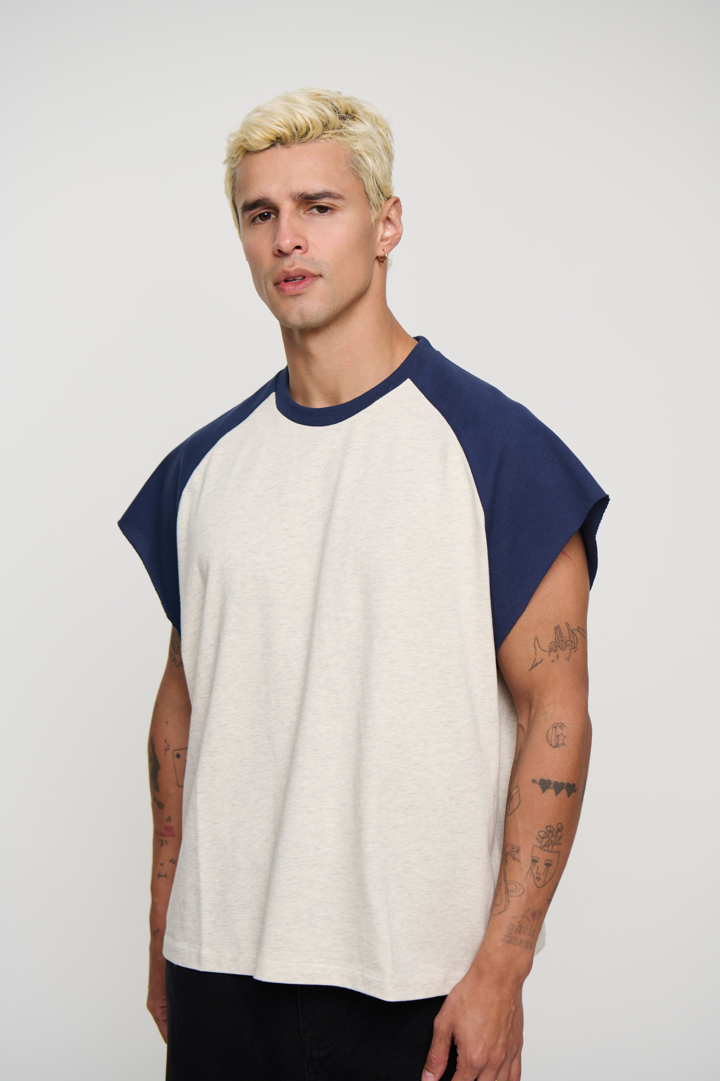 Raglan Crop Box Tank Navy