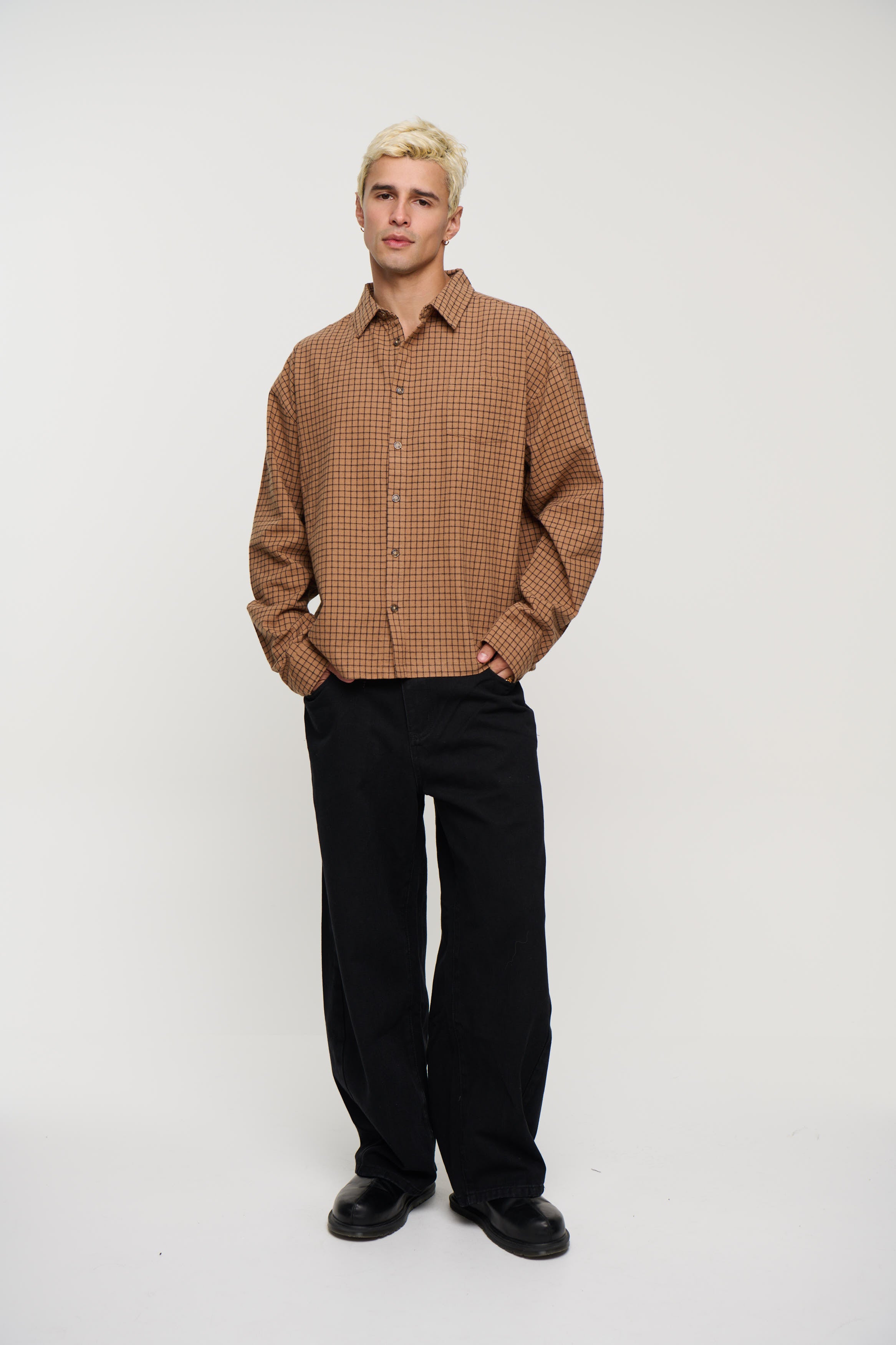 NTH Long Sleeve Check Shirt Choc