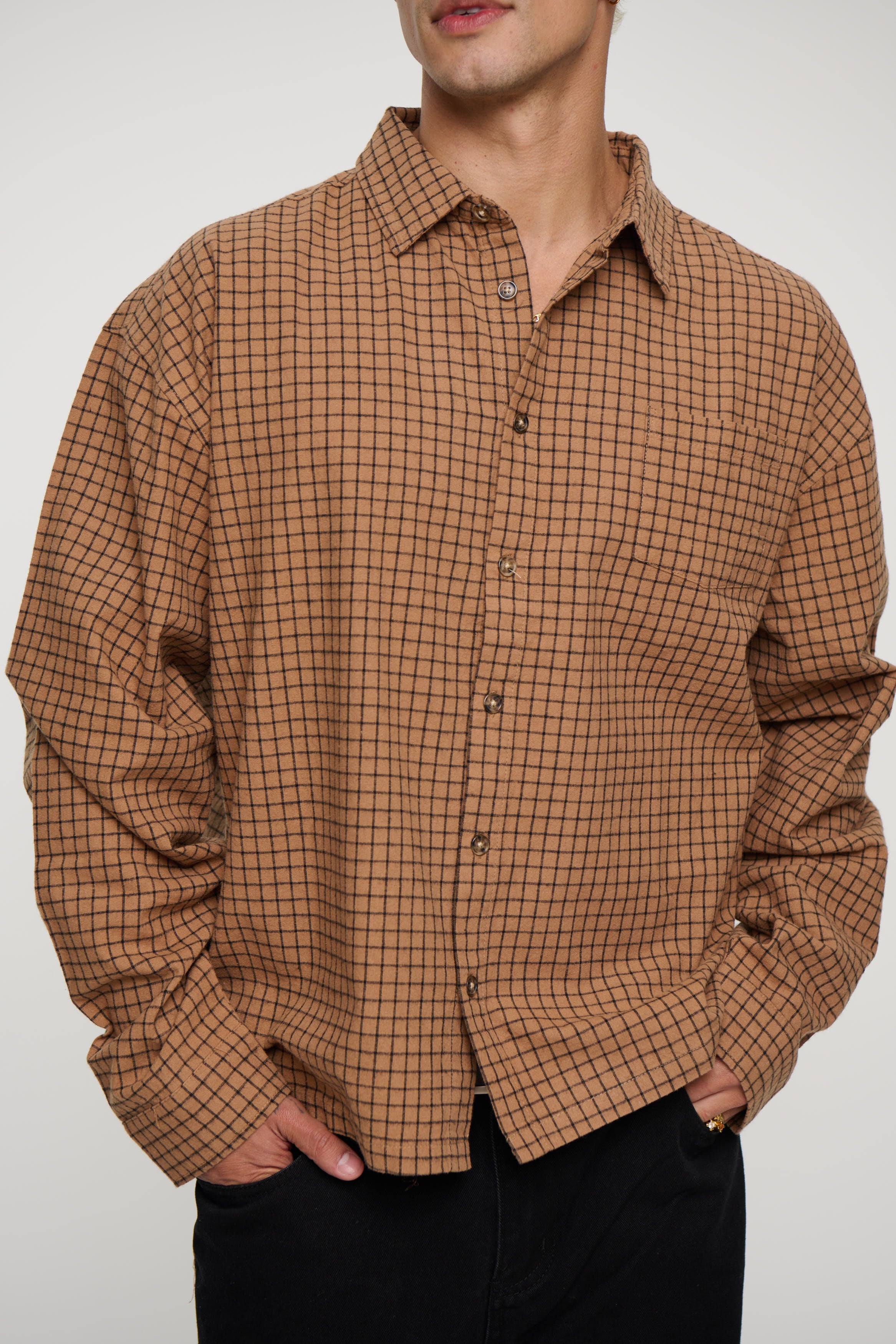 NTH Long Sleeve Check Shirt Choc