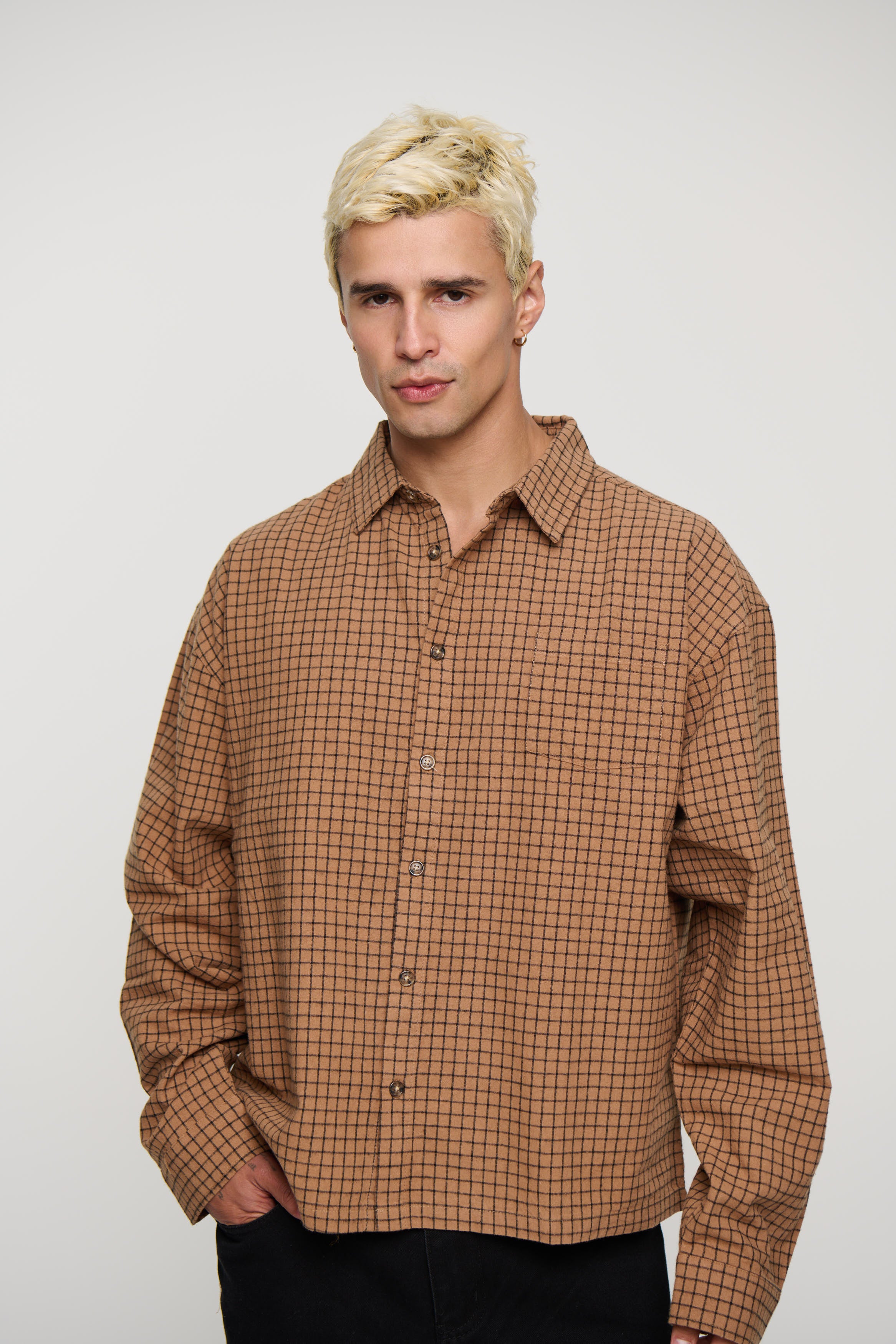 NTH Long Sleeve Check Shirt Choc