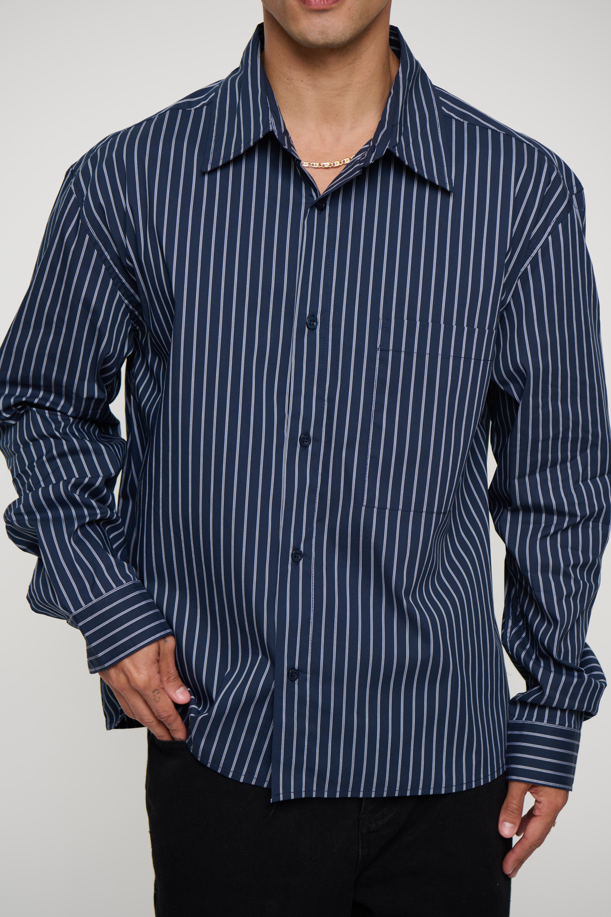 Long Sleeve Box Shirt Navy