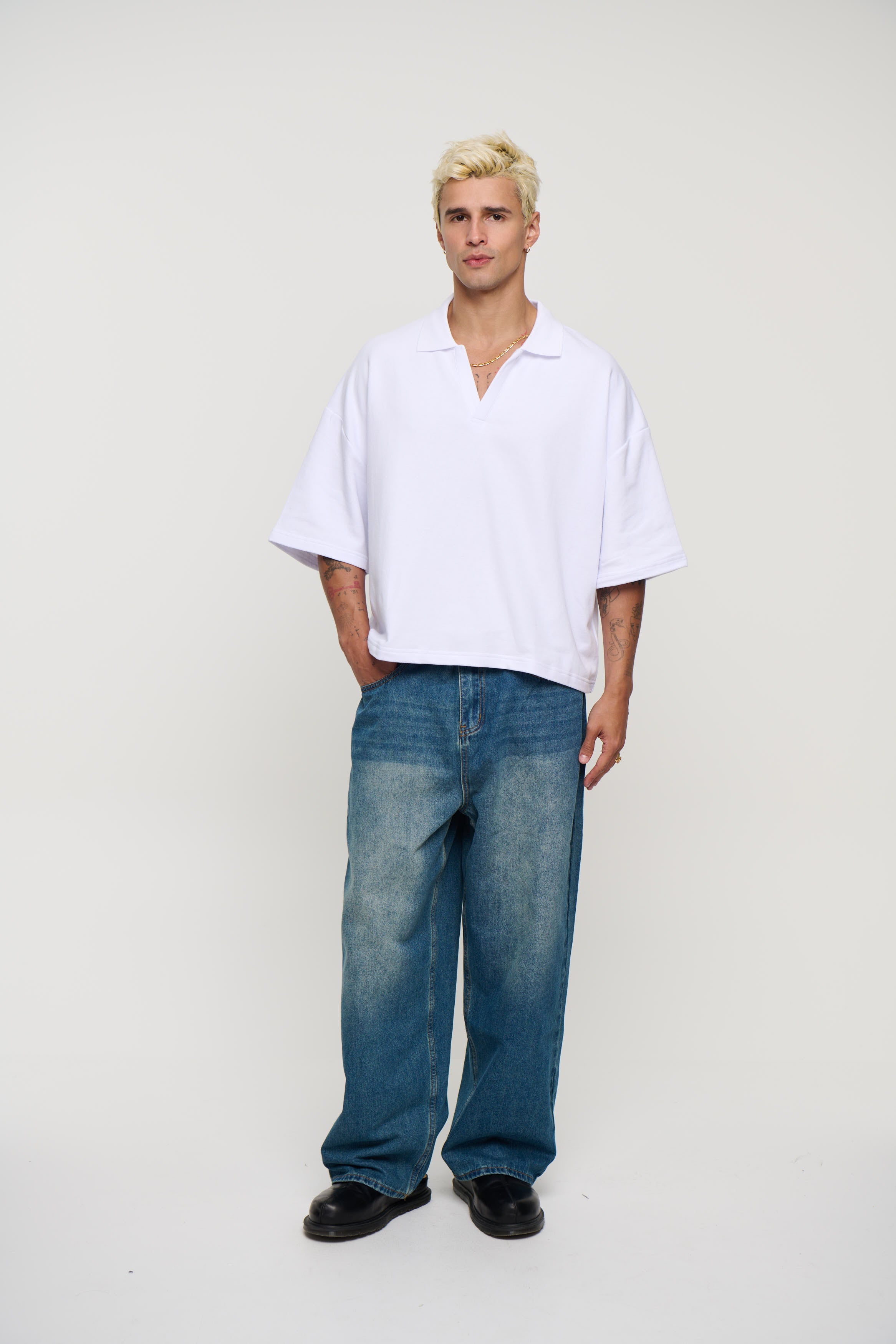 Jersey Crop Polo White